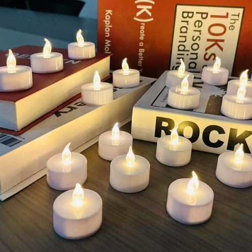 Detalle de CNMTCCO 24 velas LED de té: velas sin llama con parpadeo realista y 200 h de batería