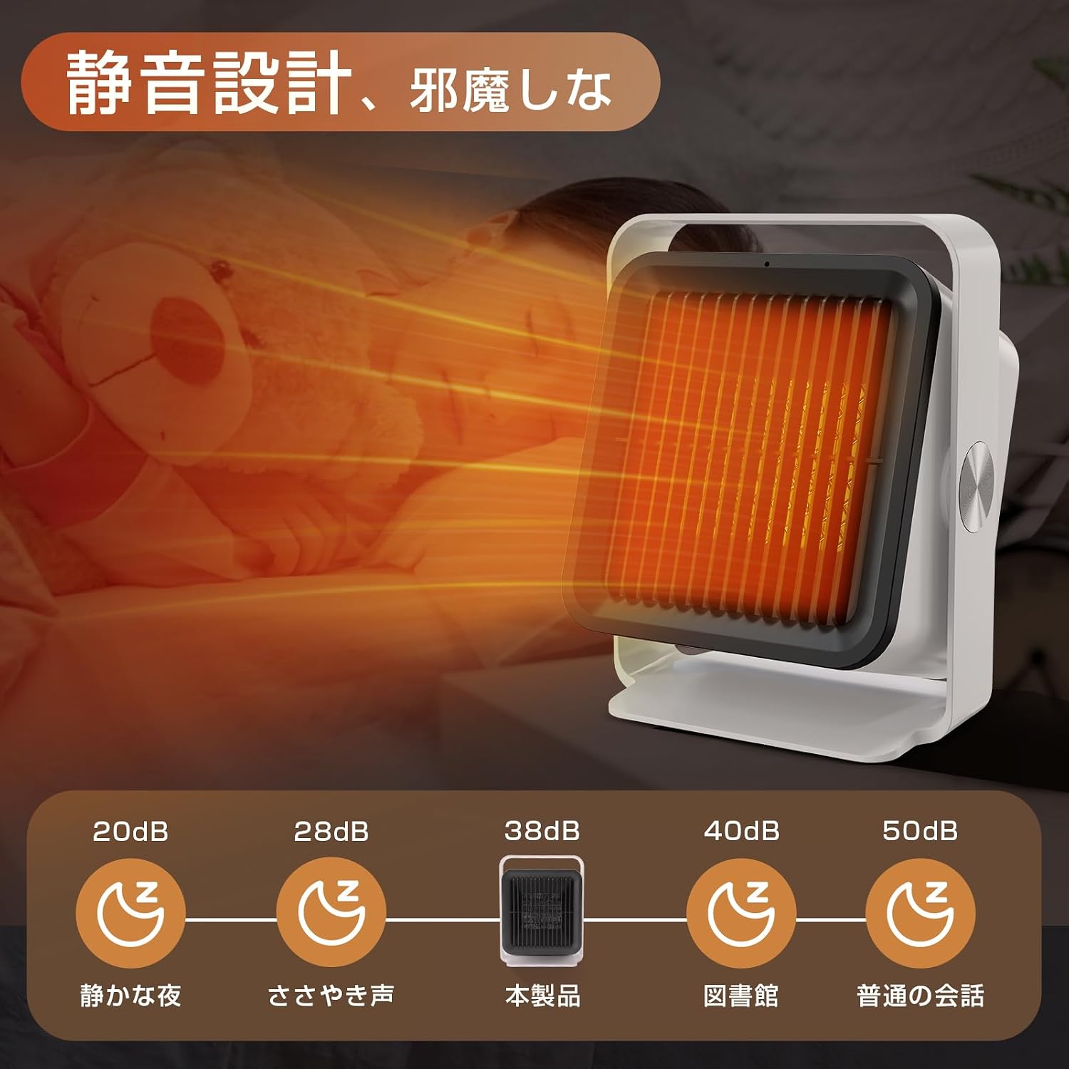 Thumbnail 3 de BAYATA H5 セラミックファンヒーター 400W・600W切替、転倒時自動オフ