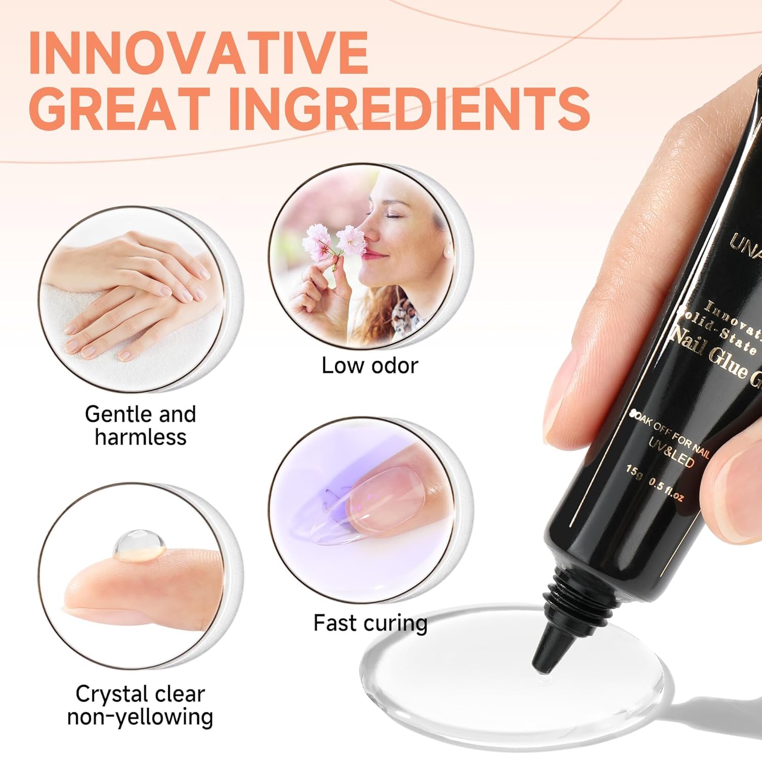 Detalle de UNA GELLA Nagelkleber 15ml Gelkleber für Soft Gel Tips