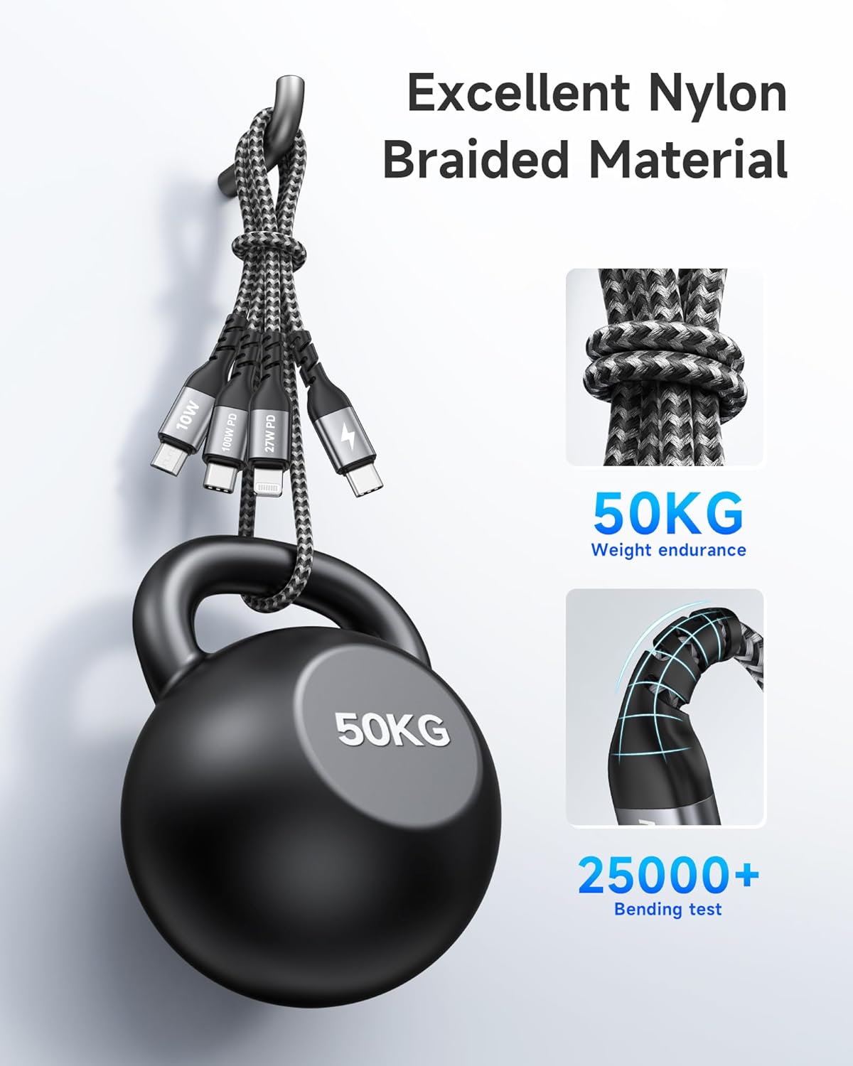 Thumbnail 4 de NINGKPOW 100W 3‑in‑1 Multi Charging Cable 50cm