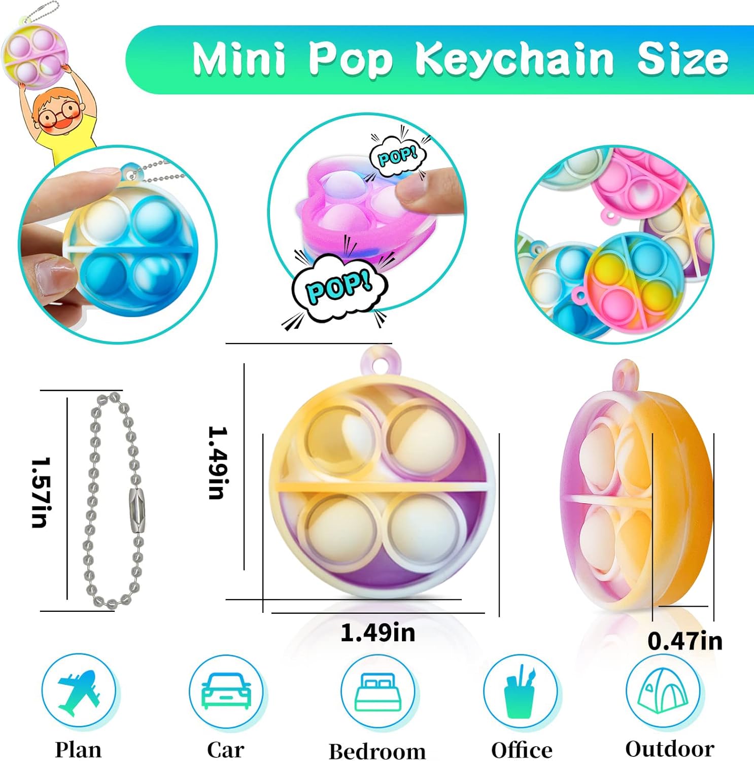Detalle 2 de ONKULL Pop Fidget Keychain 30-Pack mini pop-it toys