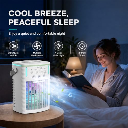 Detalle 2 de Lihaian Klimaanlage Mobil: 6-in-1 tragbares Klimagerät mit 1000 ml Tank, USB-C, Fernbedienung und Licht