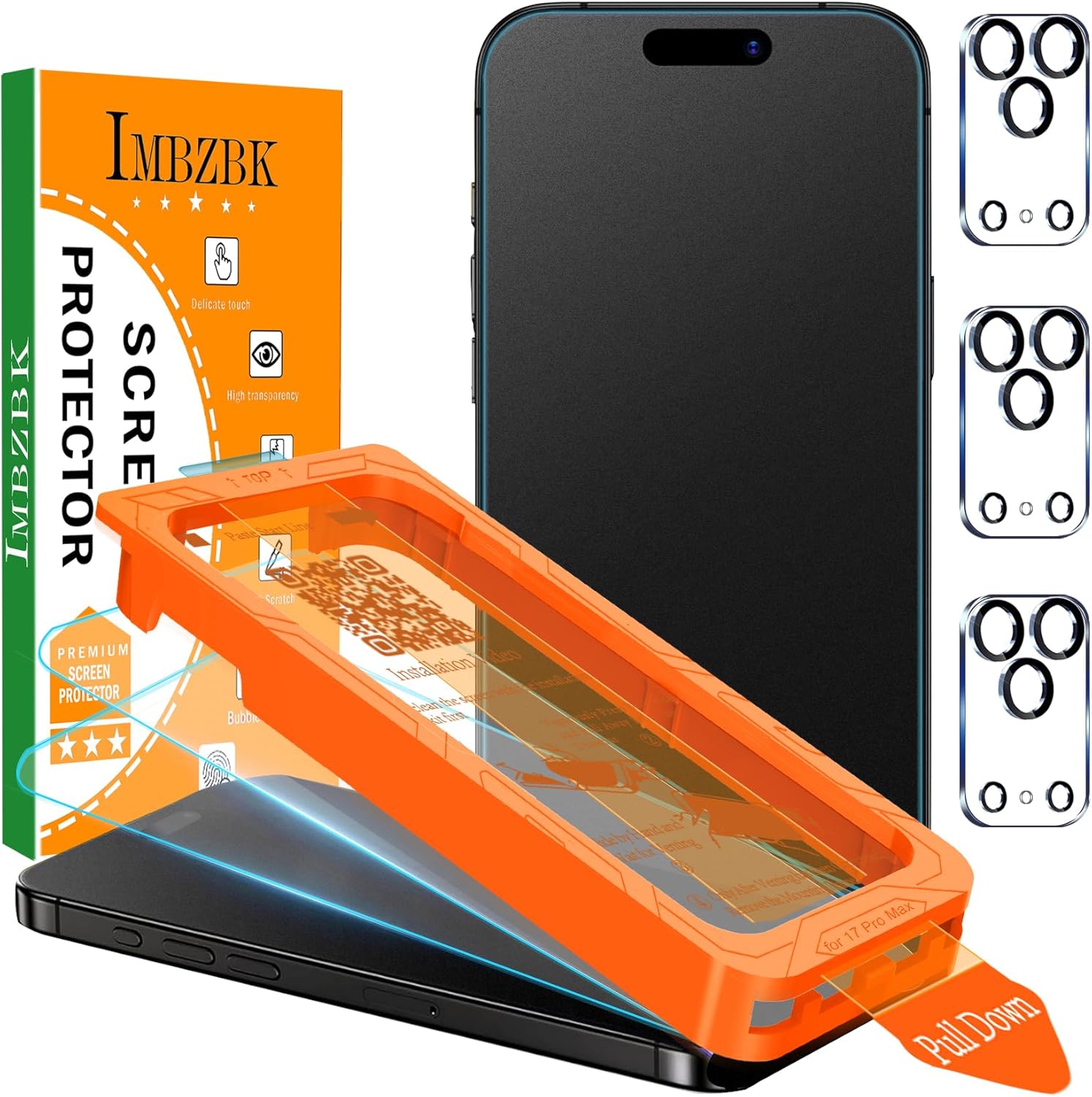 Detalle de IMBZBK Auto-Dust Removal Matte Screen Protector for iPhone 17 Pro Max 3-Pack