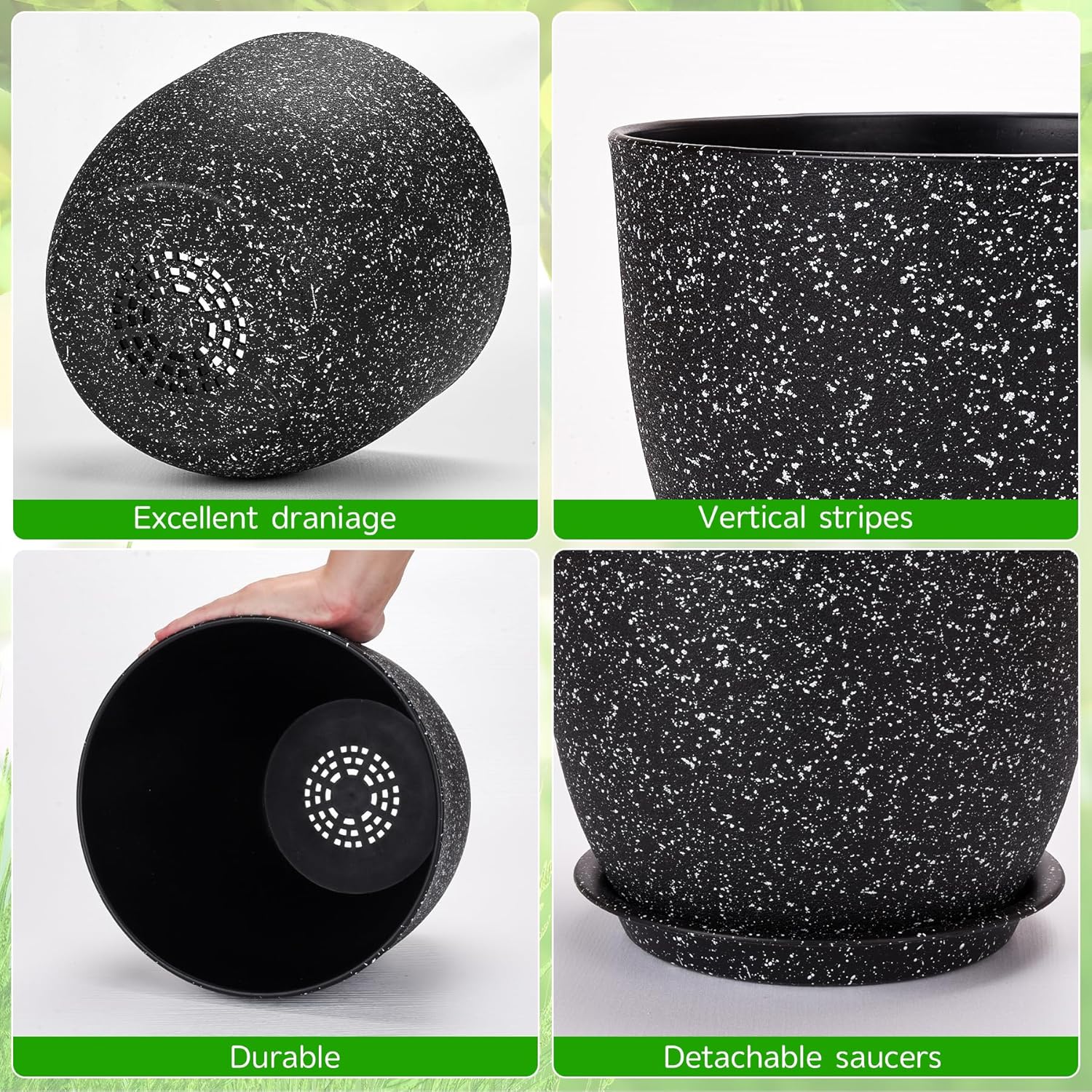 Thumbnail 3 de CSYY 25/23/20cm Plant Pots Indoor – Large Plastic Self-Watering Trio with Tray