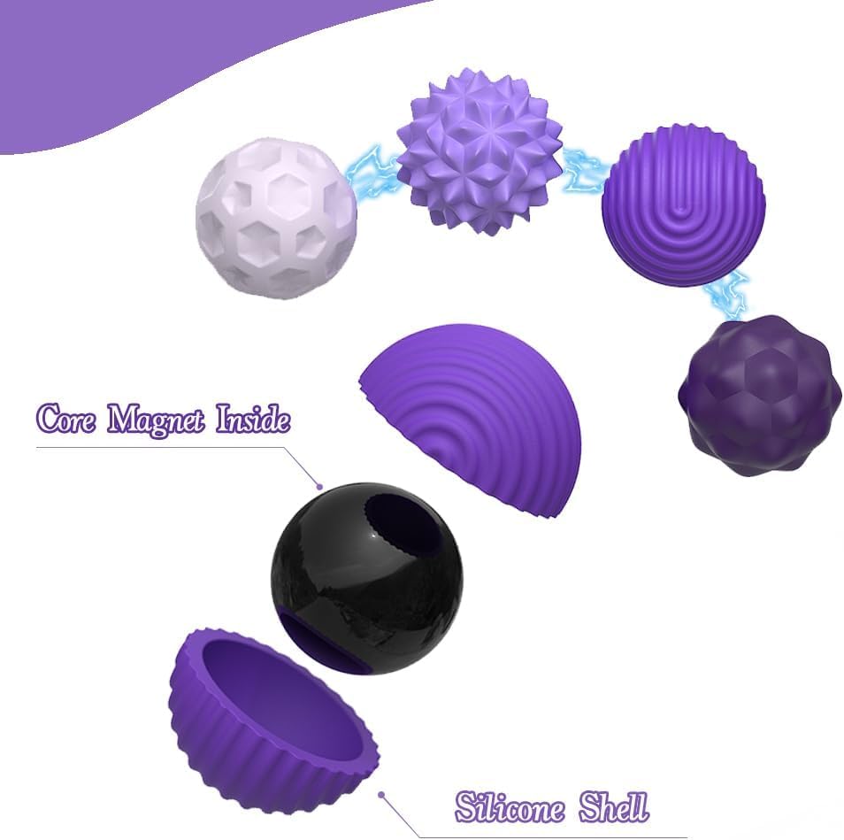 Detalle de Bambebe 8PCS Silicone Magnetic Balls – A Thoughtful, Textured Fidget Set for Focus and Calm