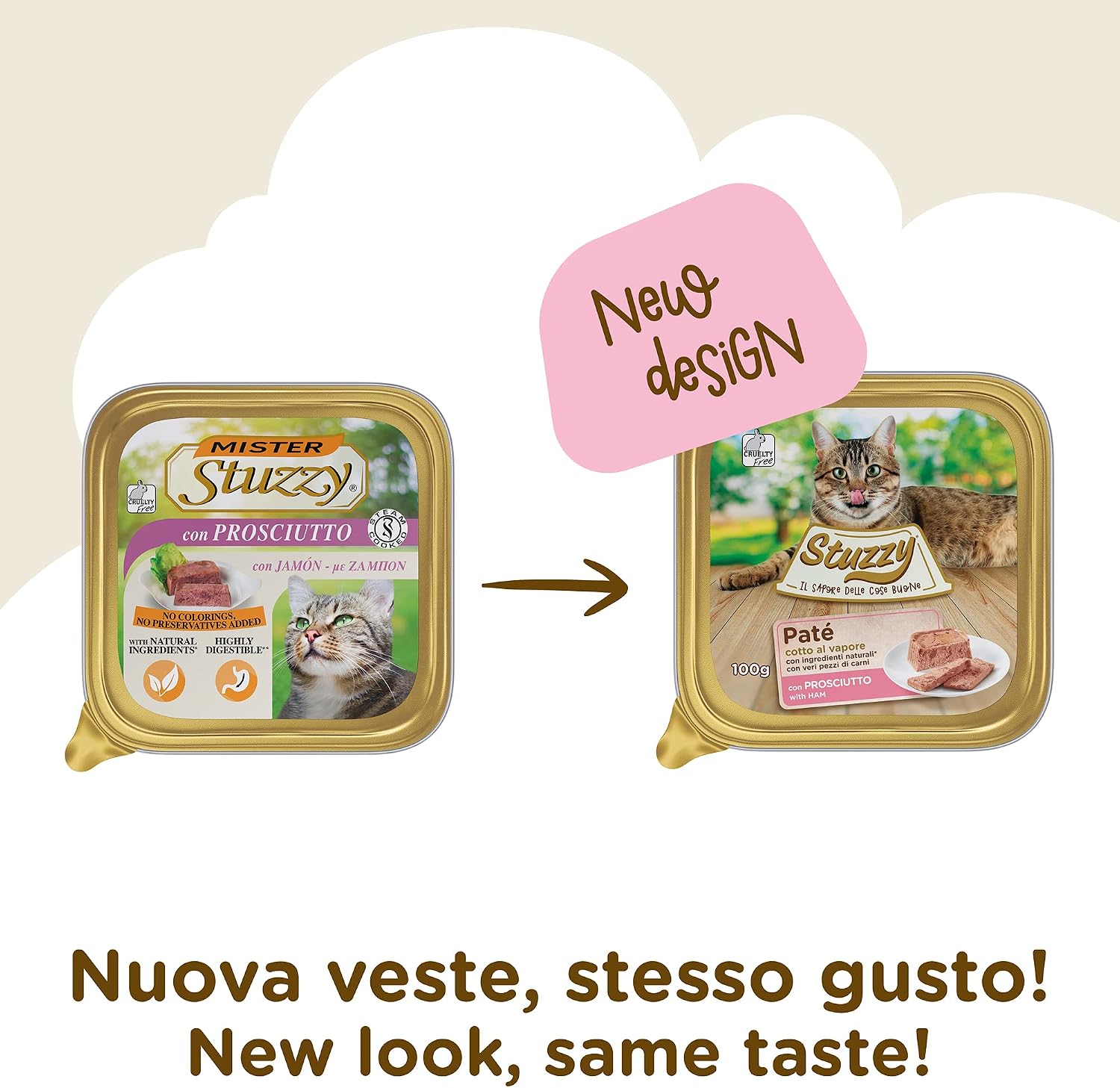 Thumbnail 1 de Stuzzy Cibo Umido per Gatti Adulti al Prosciutto – 32 Vaschette da 100 g (Totale 3,2 kg)