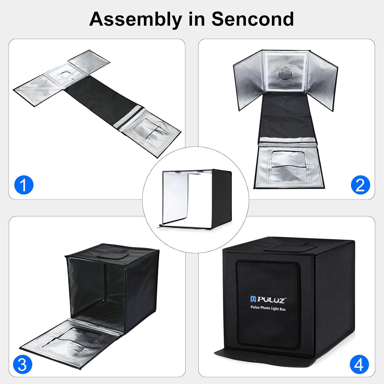 Thumbnail 4 de PULUZ 60x60cm Photo Studio Light Box with 120 LEDs, 6 Backdrops and UK Plug