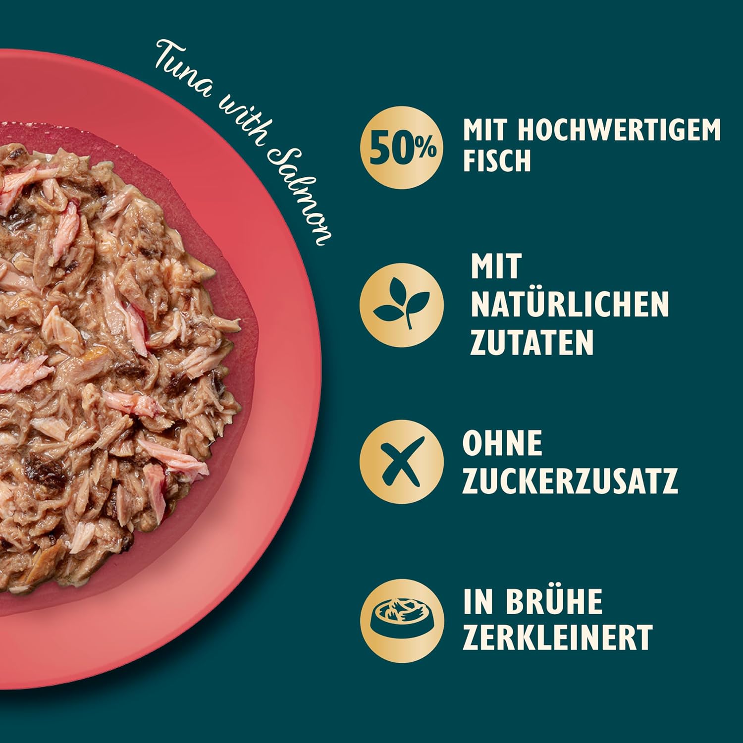 Detalle de Lily’s Kitchen Nassfutter für Katzen – Aus natürlichen Zutaten, zerkleinerte Filets in Brühe mit Thunfisch und Lachs, 70 g Dose
