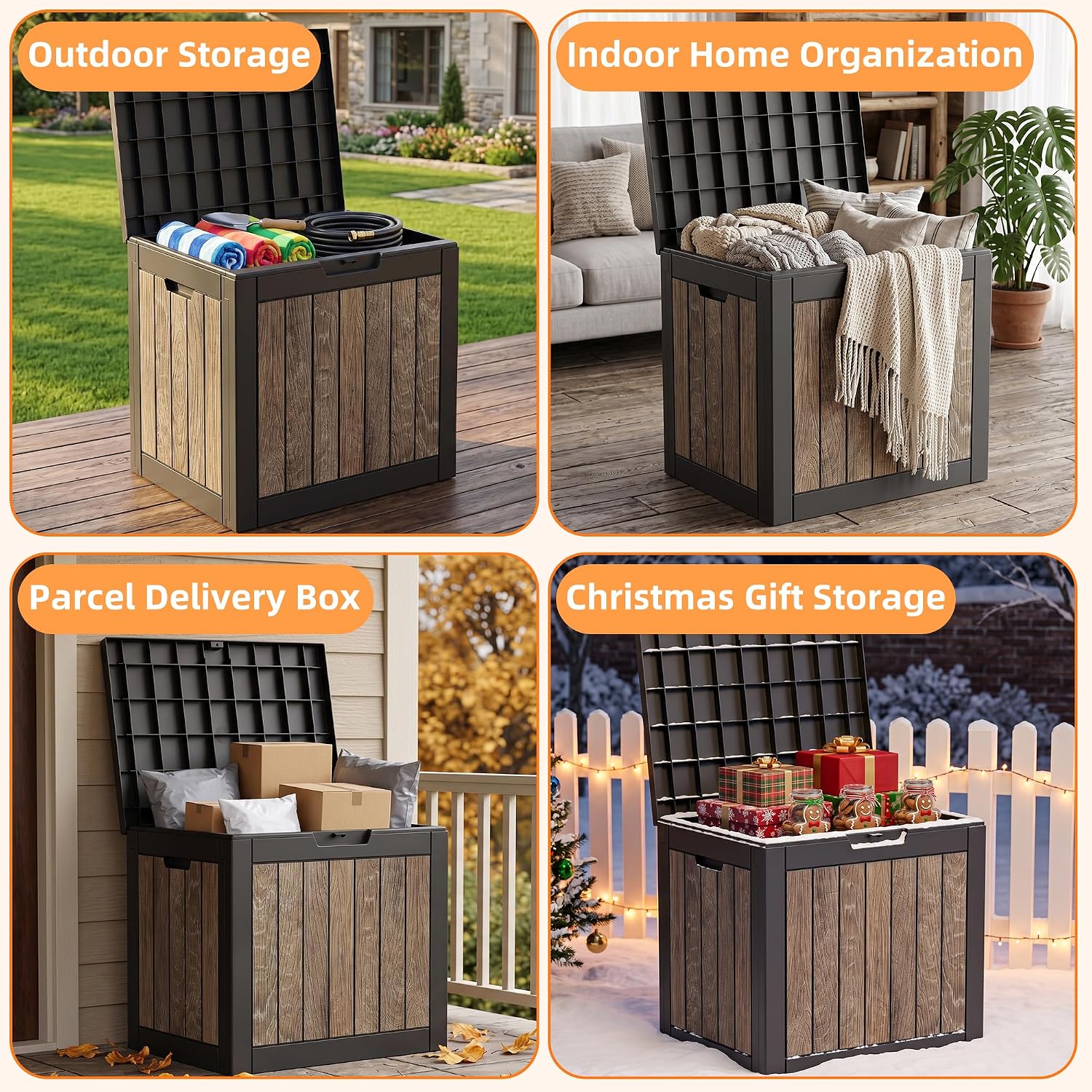 Detalle de MAIUSCOLI 3256 40-Gallon Resin Deck Box, Lockable Waterproof Outdoor Storage