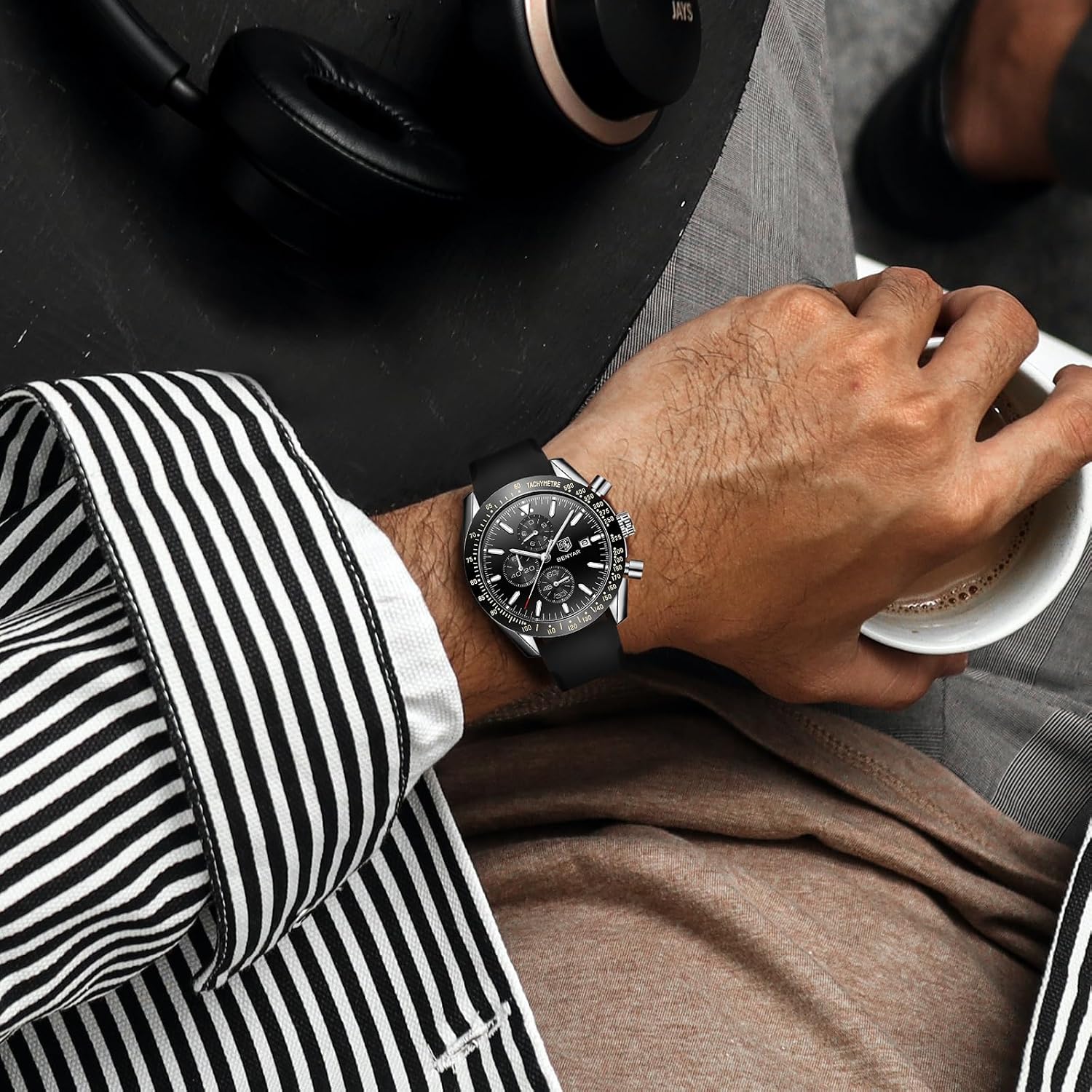 Thumbnail 2 de BY BENYAR Herrenuhr Chronograph Braun Leder