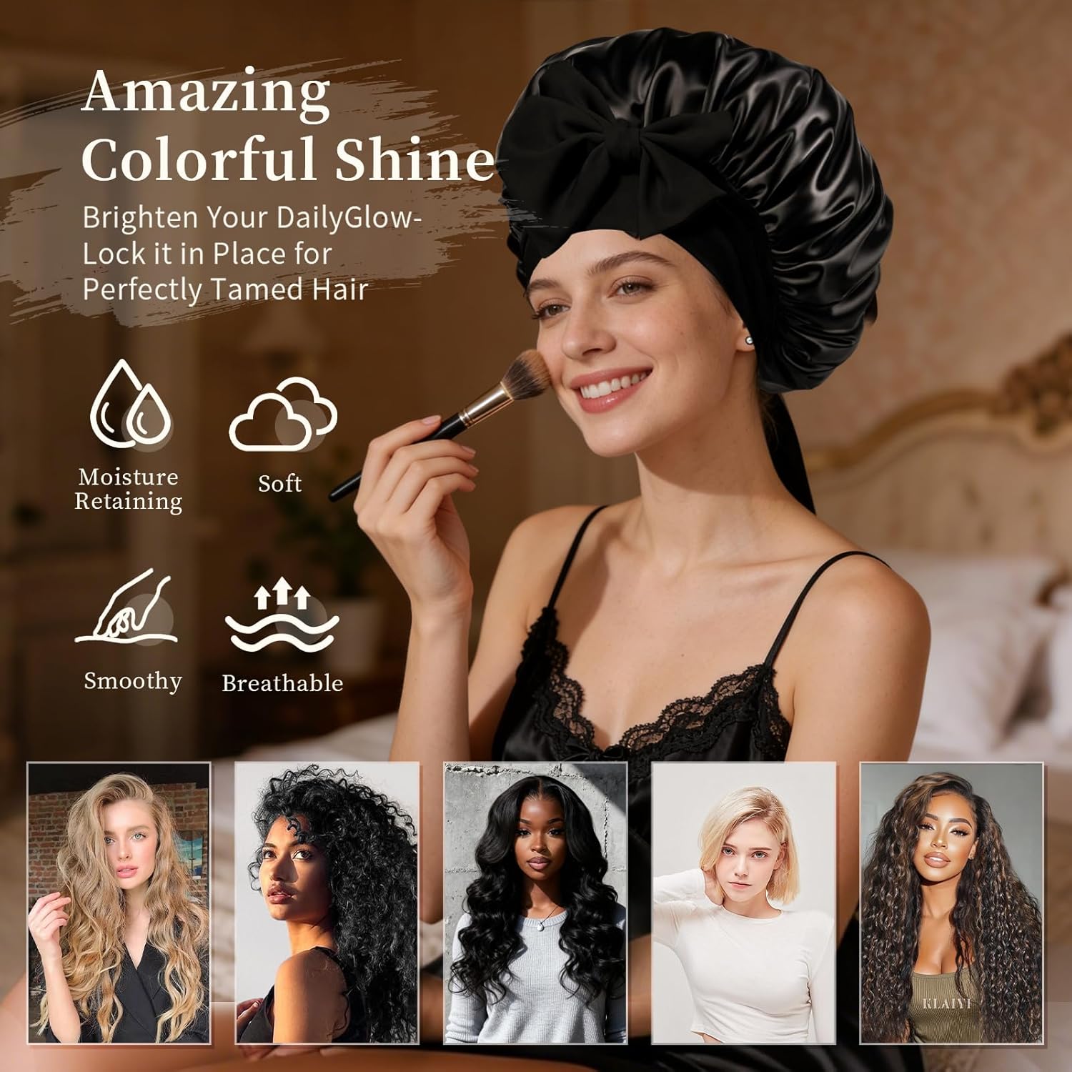 Thumbnail 3 de Confvrter Silk Bonnet Satin Bonnet for Sleeping (Large, Adjustable) — Comfort, Hair Protection, and Everyday Use