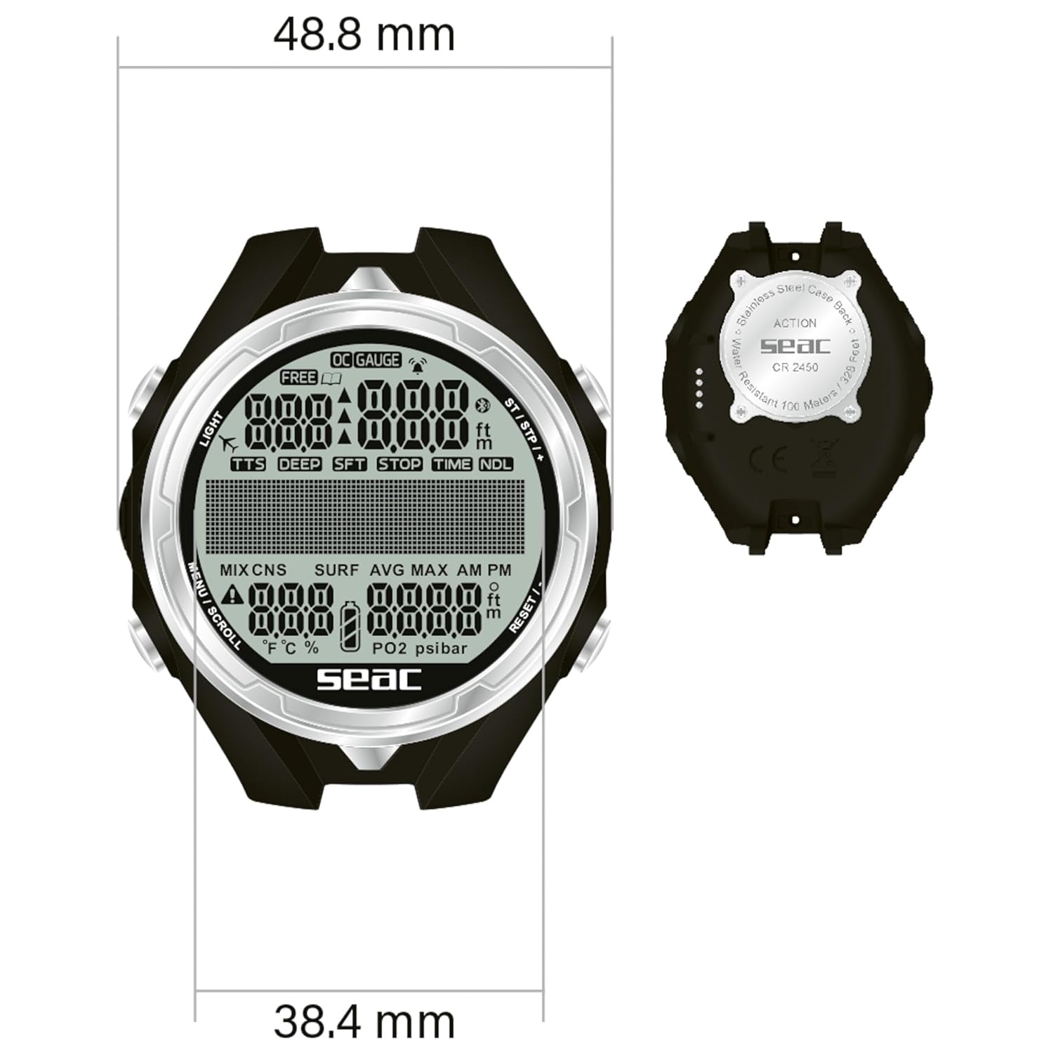 Thumbnail 5 de SEAC Action : ordinateur de plongée pour bouteille et apnée avec logbook et planification