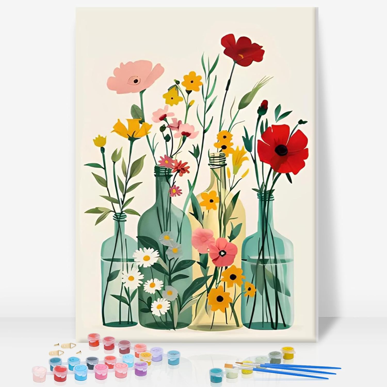 Detalle de GEEHEIY Paint by Numbers for Adults with Frame – Flowers (8 x 12 inch)