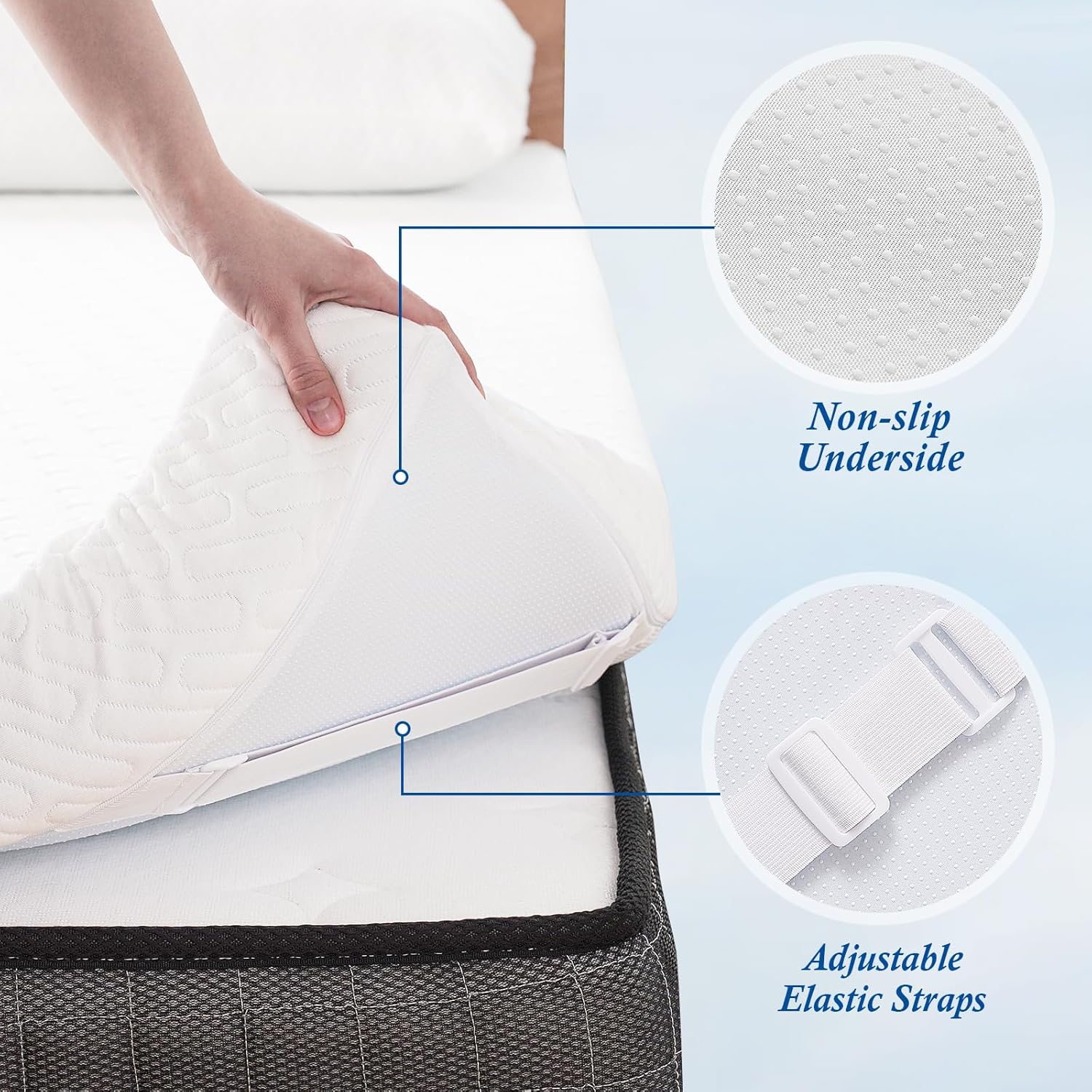 Detalle de DOPEDIO Memory Foam Mattress Topper (Super King) with OEKO-TEX Certified Bamboo Cover
