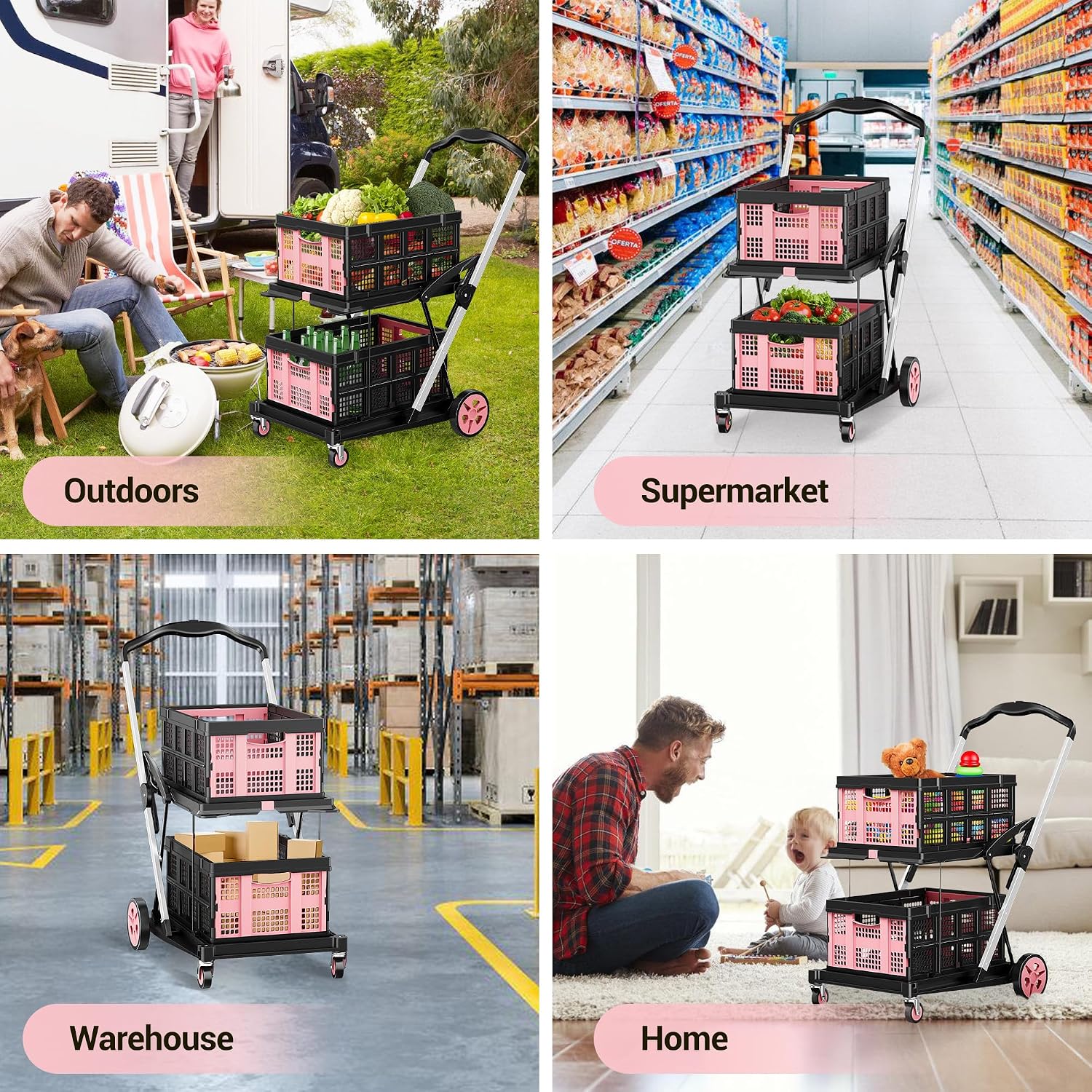 Detalle de DKENICOR Shopping Cart 200 lb Capacity