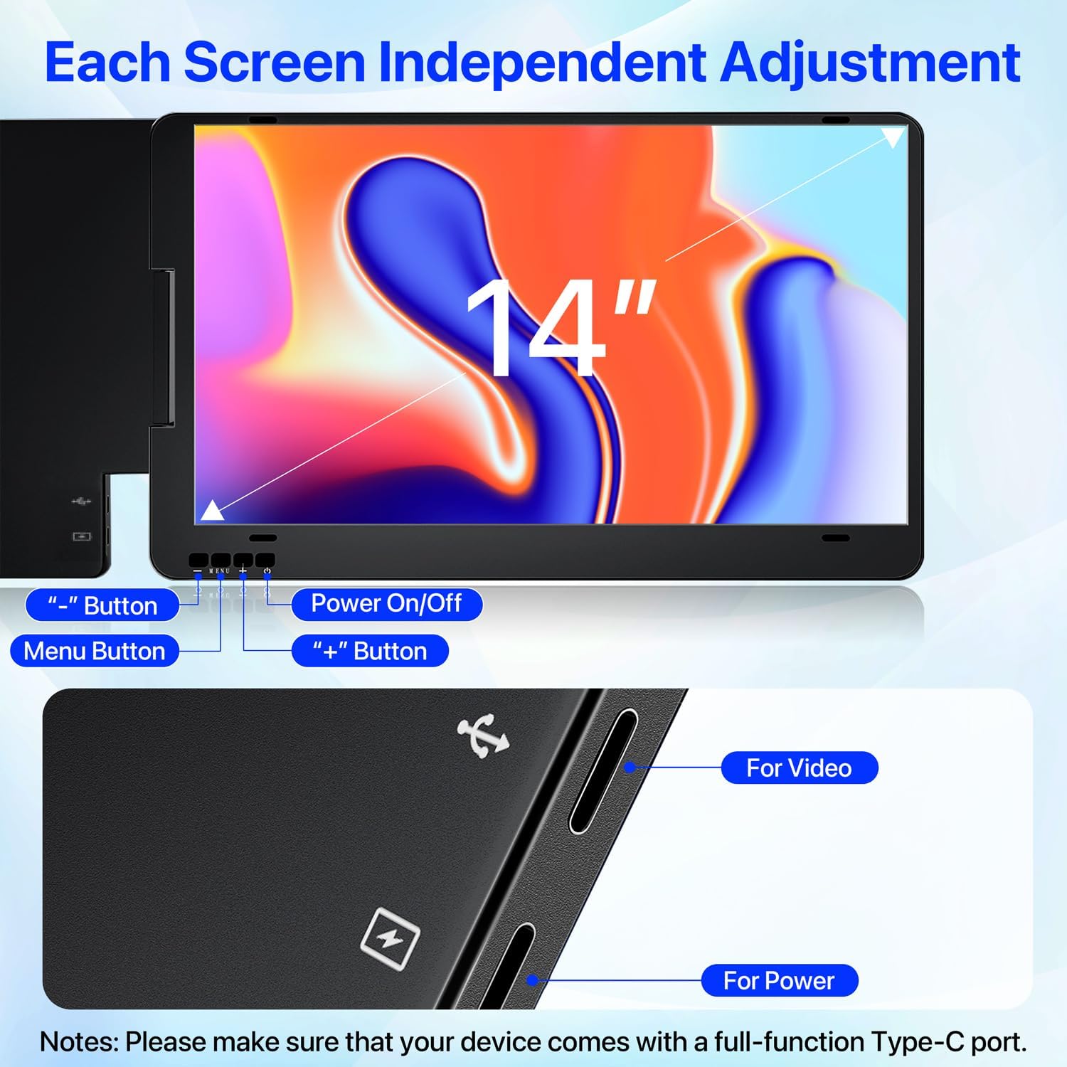Thumbnail 5 de KPKUE X90A 14-inch Laptop Screen Extender: Triple Screen On One Cable