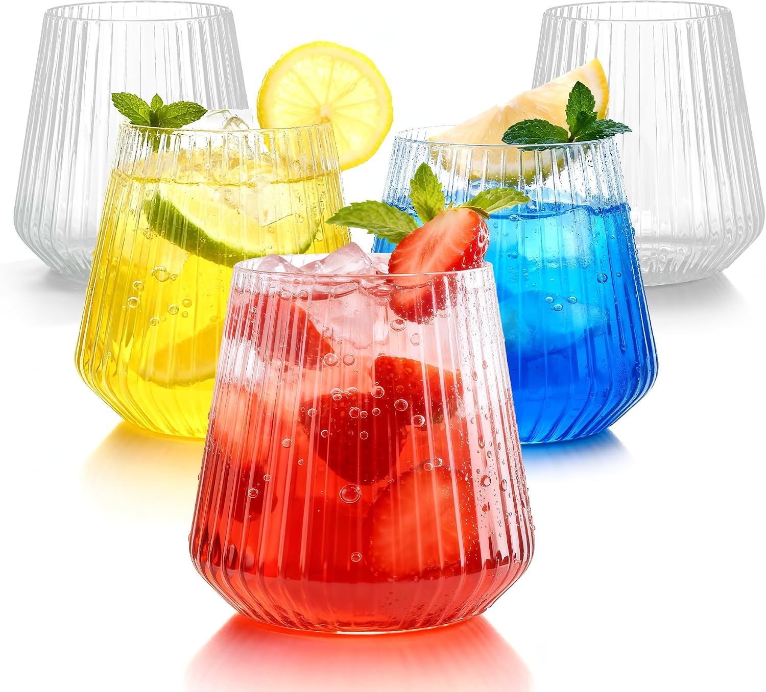 BESTSTAR 12 oz Ribbed Plastic Wine Glasses 🍷