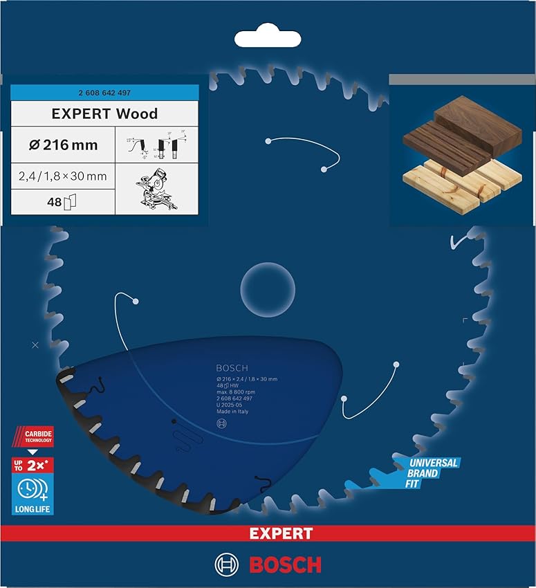 Thumbnail 1 de Bosch 2 608 642 497 Hoja sierra circular Expert for Wood 216 mm 🪚