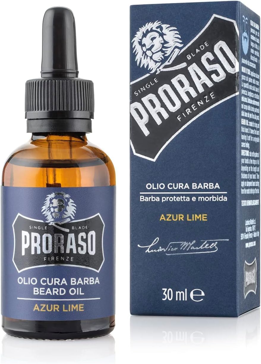 Detalle de Proraso Set Barba Azur Lime – regalo uomo con Detergente Barba, Olio Cura Barba e Balsamo Cura Barba