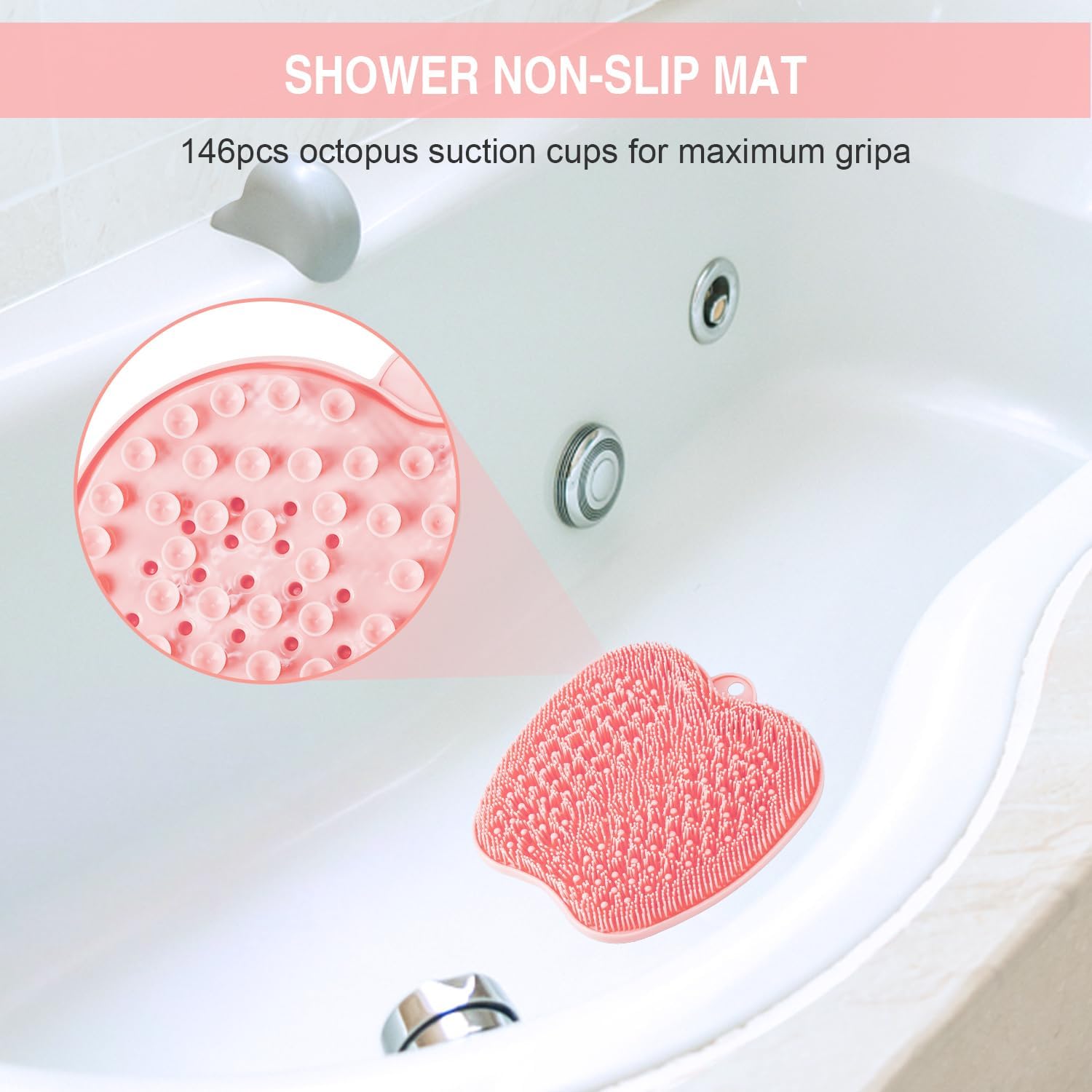 Detalle 2 de BESKAR FS-900 XL Shower Foot Scrubber Mat with Non-Slip Suction Cups