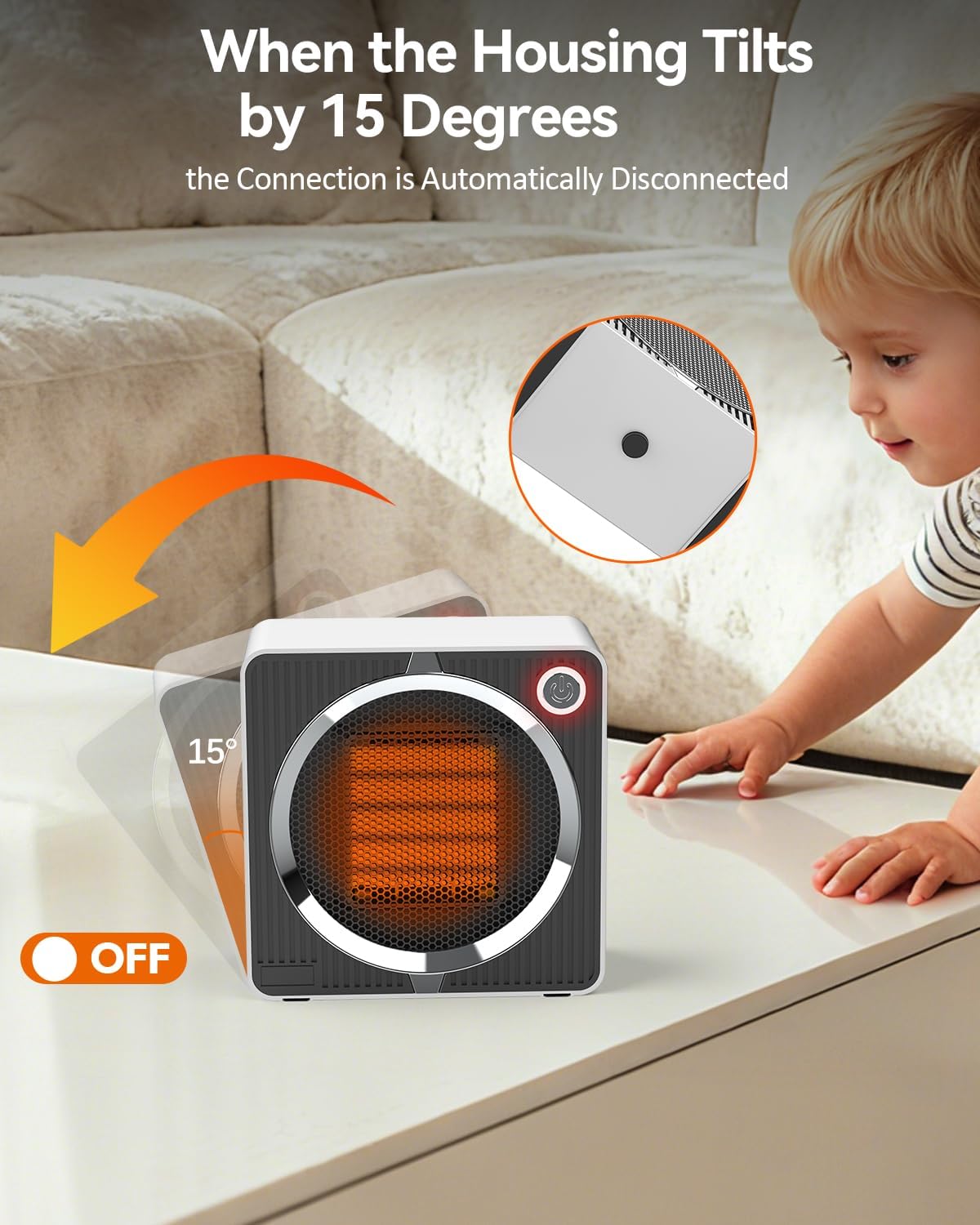 Thumbnail 4 de Portable Electric Space Heater – compact indoor heating for bedrooms, offices and living rooms