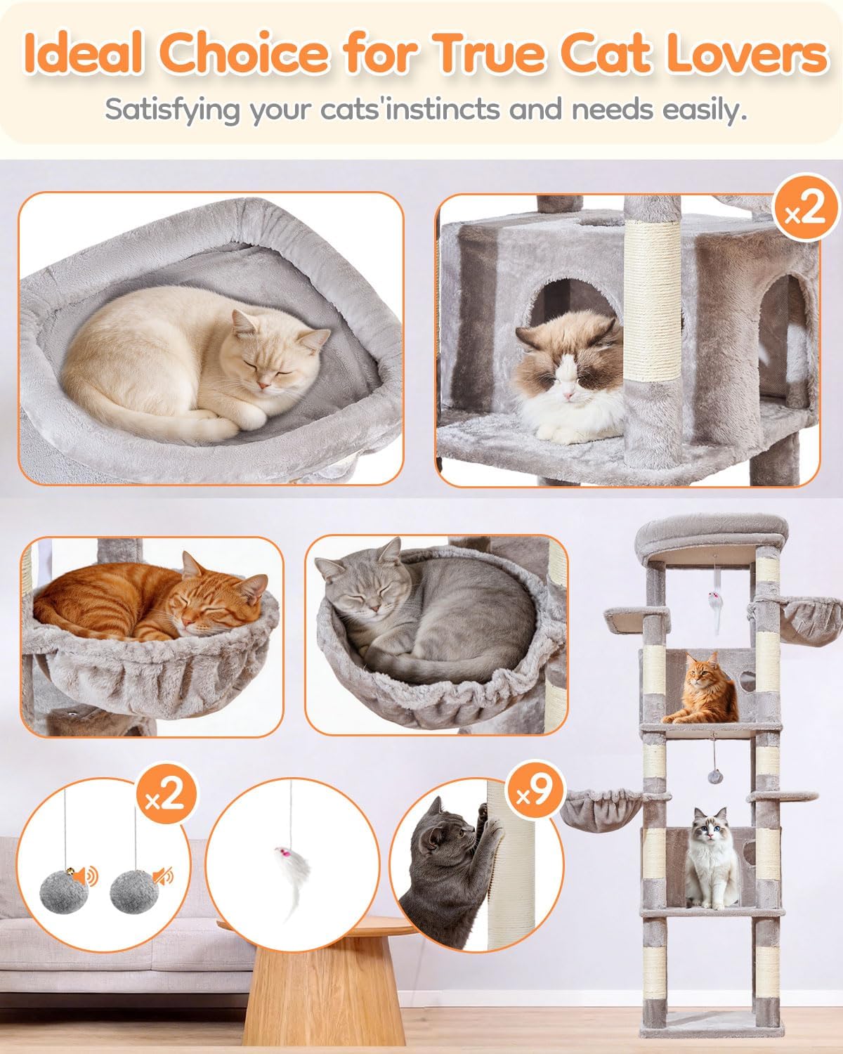 Detalle de Taoqimiao Cat Tree, 73-Inch