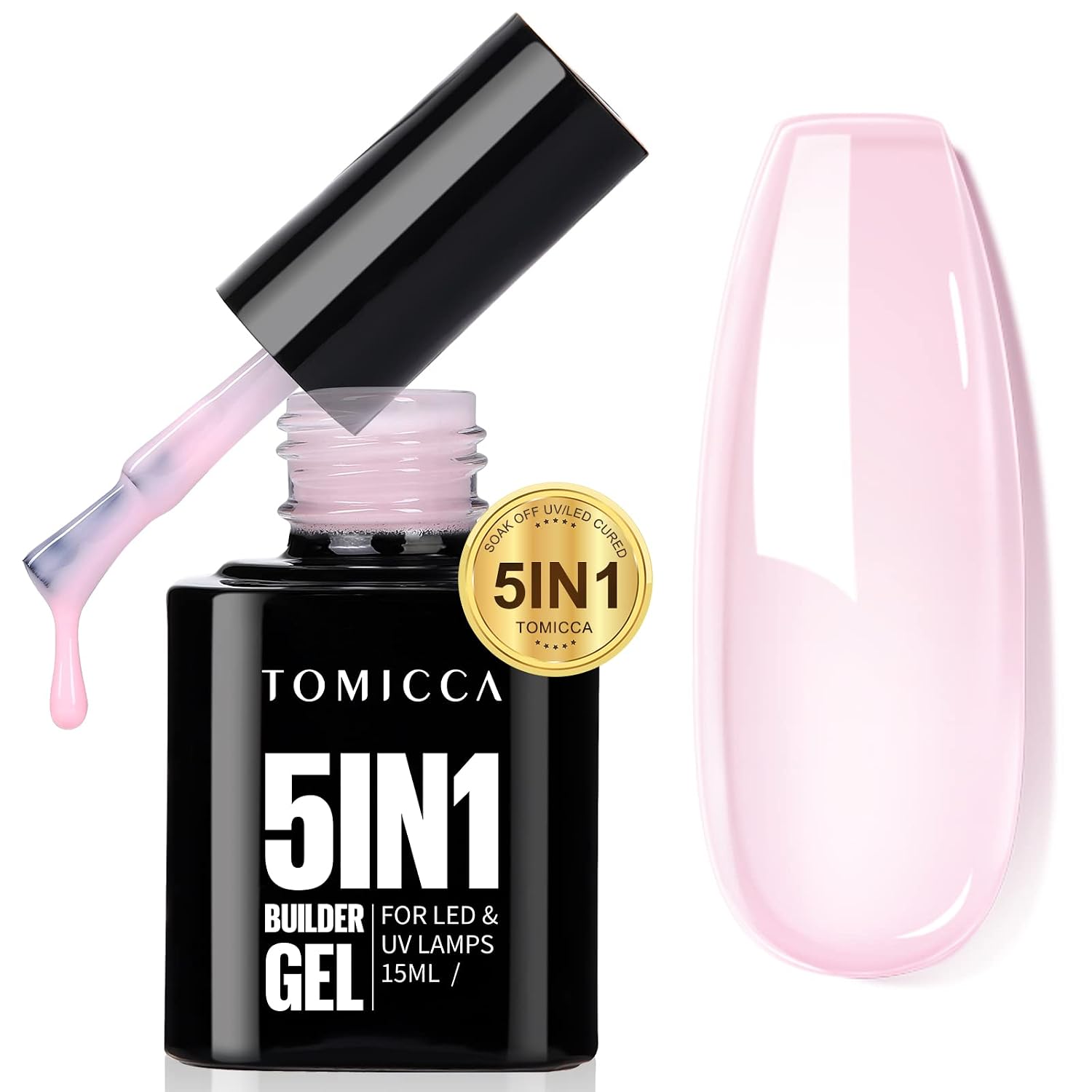 Detalle de TOMICCA Builder Gel 5-in-1 Rosa – UV-Gel für Nagelverlängerung, Reparatur und Dekor