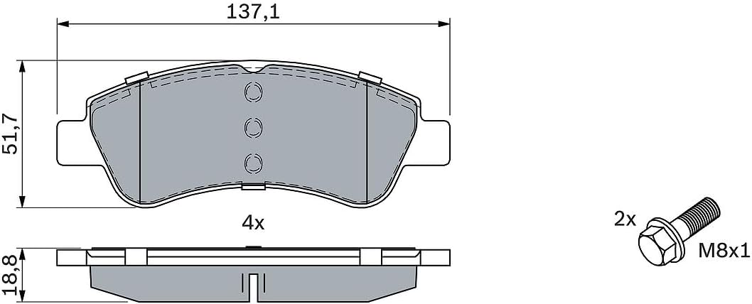 Thumbnail 4 de Bosch 0986494027 kit pastiglie freni per Citroën Berlingo, C2, C3, C3 Picasso e Xsara