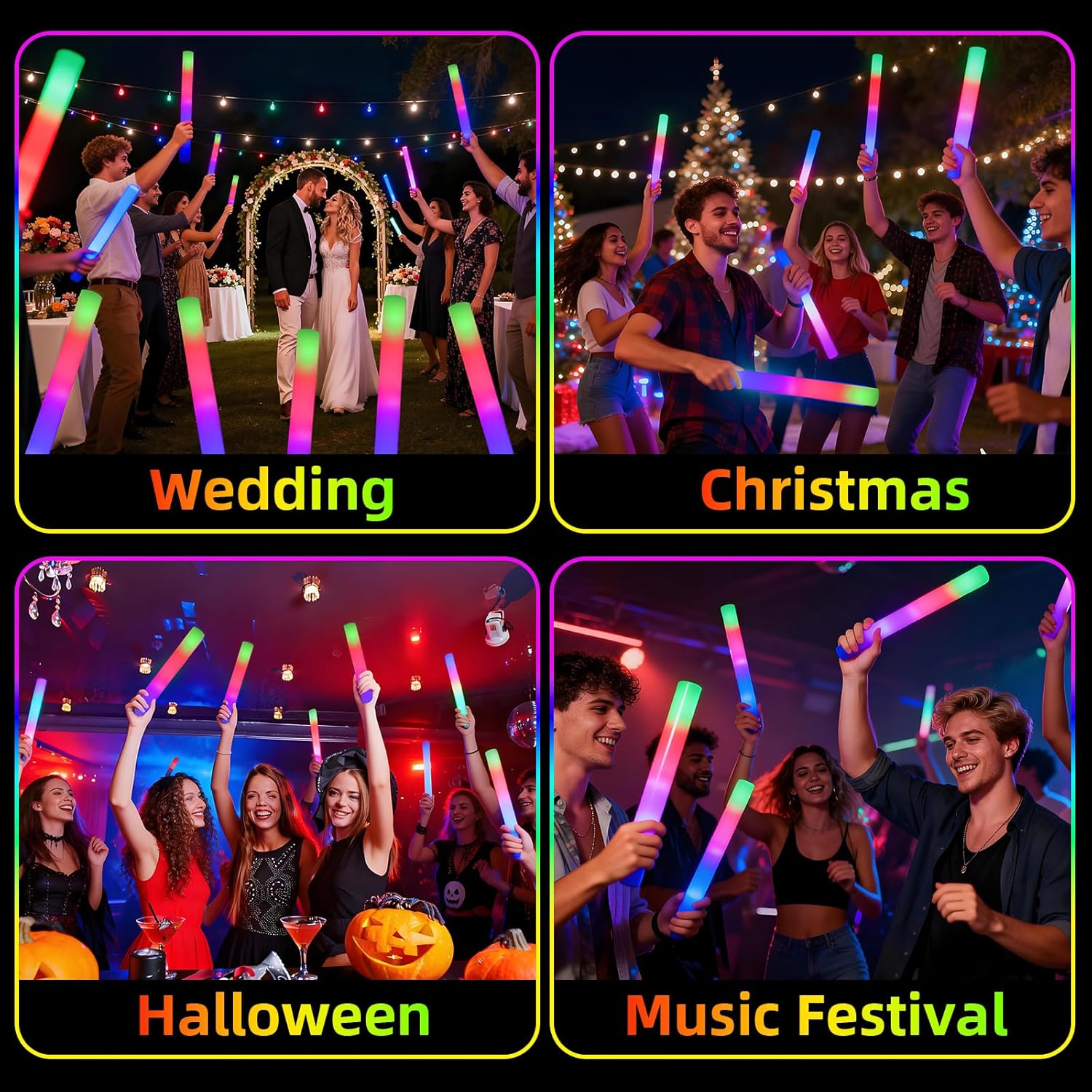 Thumbnail 6 de Blu7ive 20-Pack LED Foam Glow Sticks (3 Light Modes) for Parties, Concerts & More