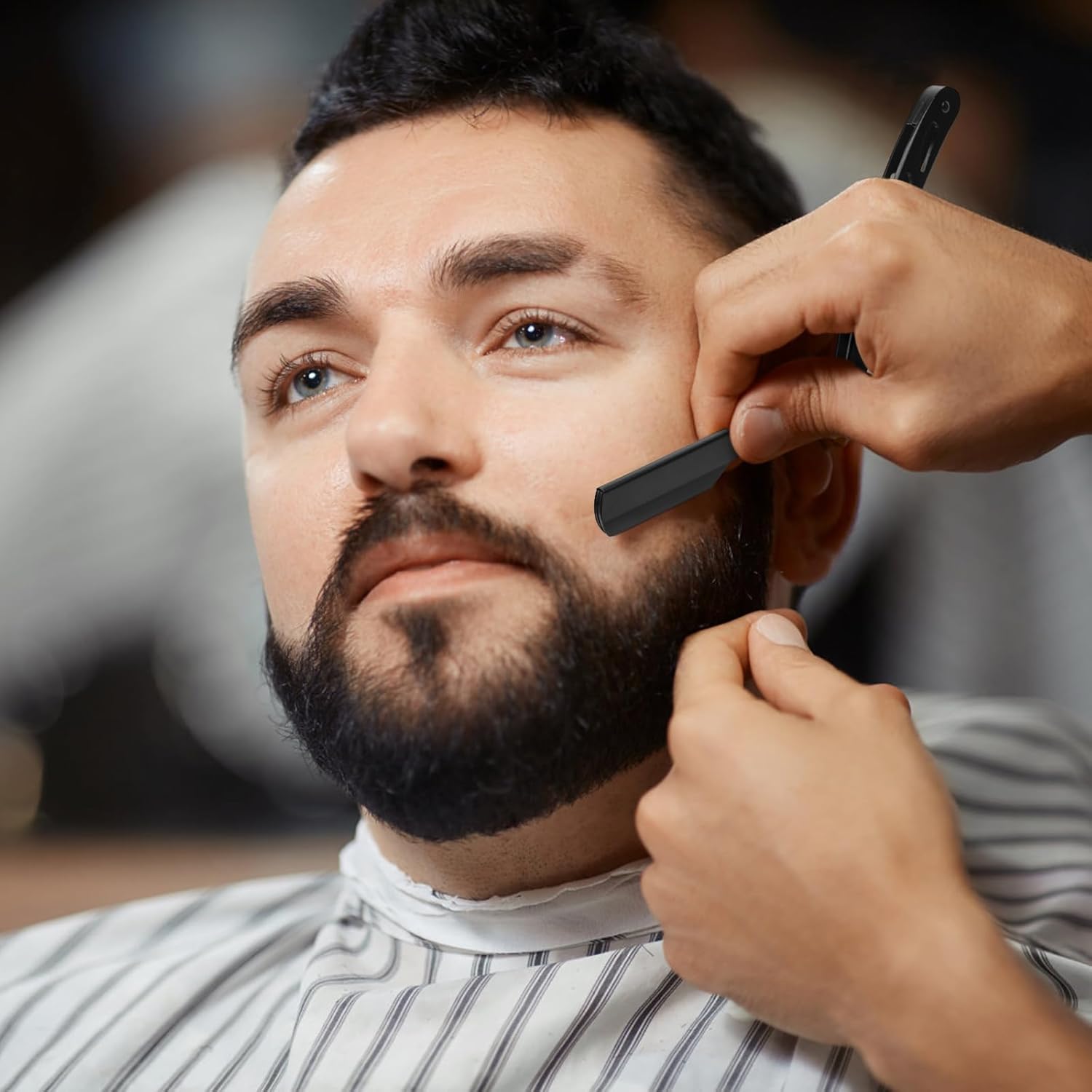 Thumbnail 5 de URAQT Rasoio da barbiere manuale in acciaio inox con 60 mezze lamette, nero