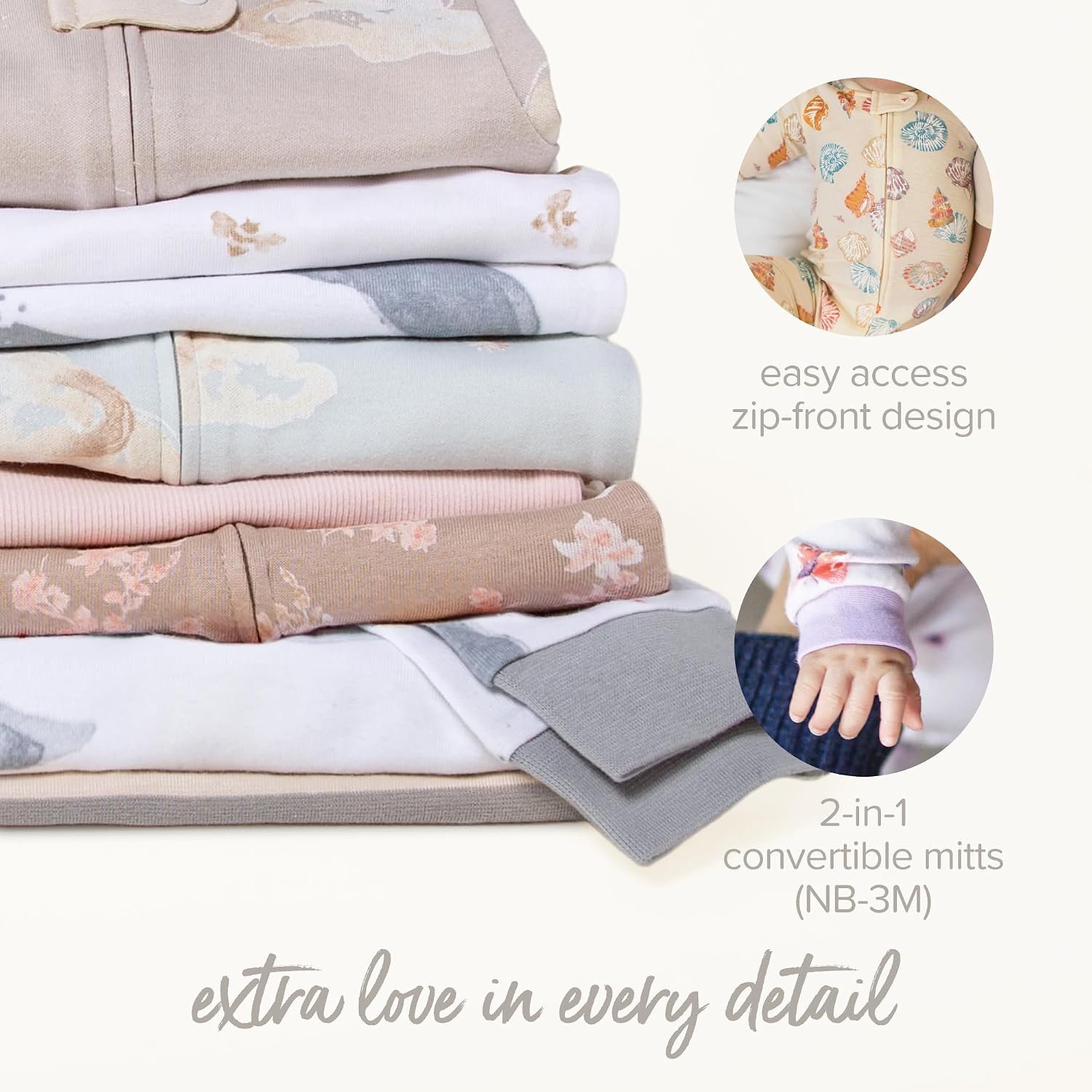 Thumbnail 3 de Burt's Bees Baby Girls' Organic Cotton Sleep and Play Footed Pajamas