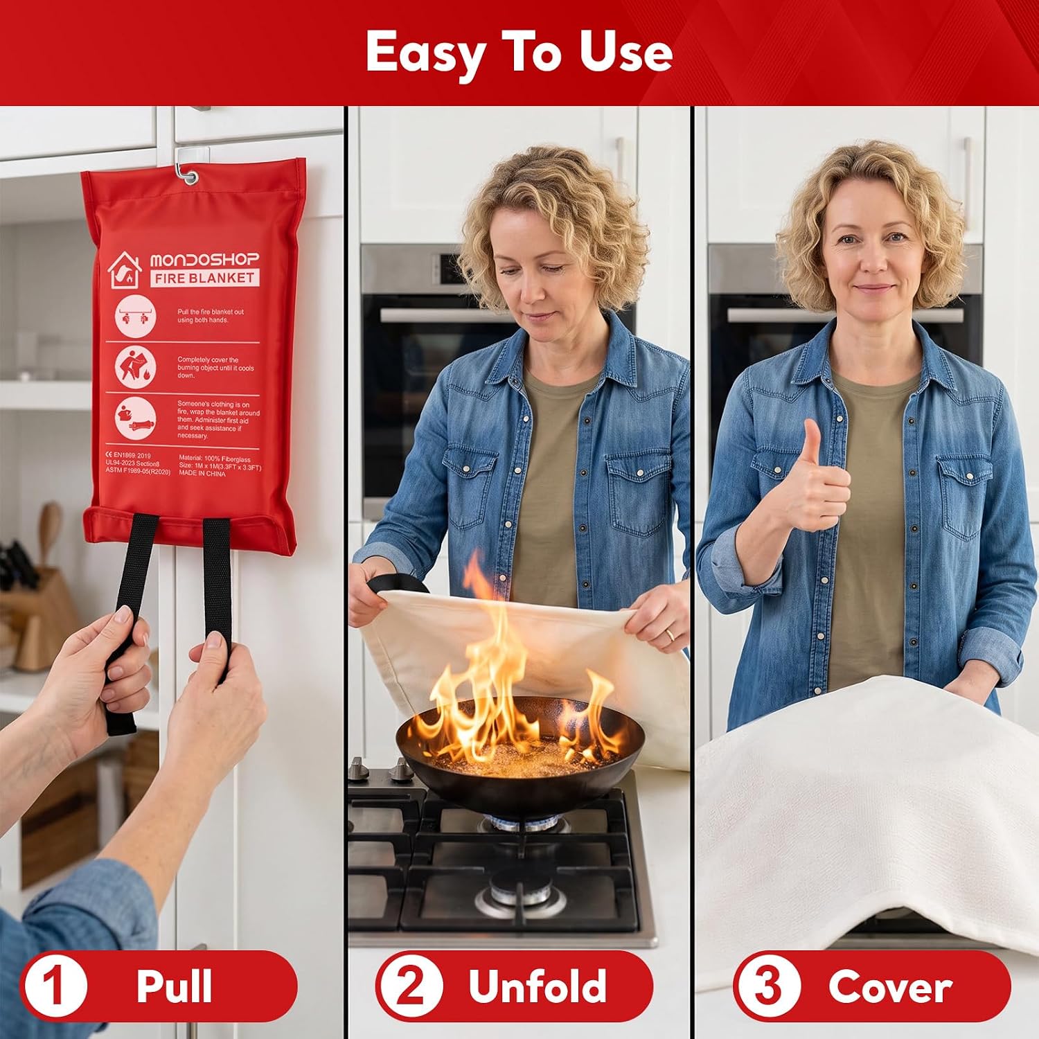 Detalle de Mondoshop Fire Blanket emergency fire blanket 🧯