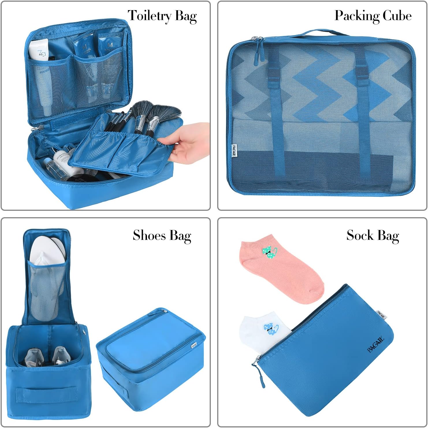 Detalle de BAGAIL 8-teilige Packwürfel inkl. Kleidertaschen & Organizer-Set für Reise und Koffer