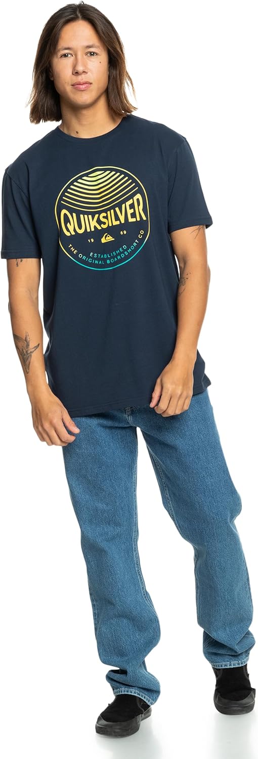 Detalle de Quiksilver Colors In Stereo Tshirt da Uomo - Navy Blazer - XS
