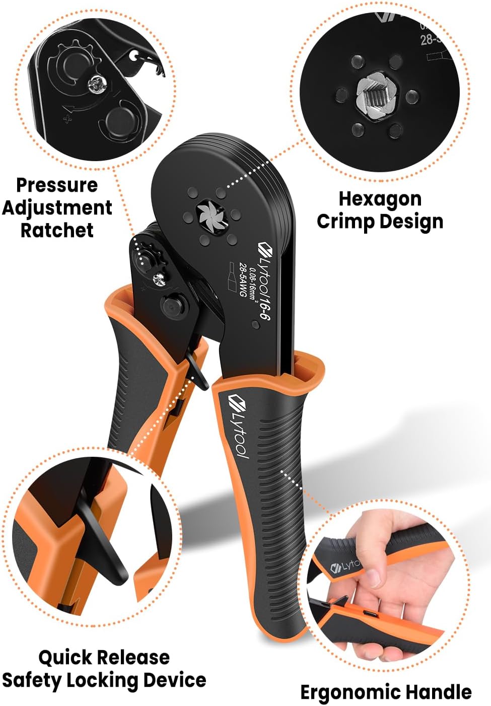 Detalle 2 de Lytool Pinza Crimpatrice Esagonale 0,08-16 mm²
