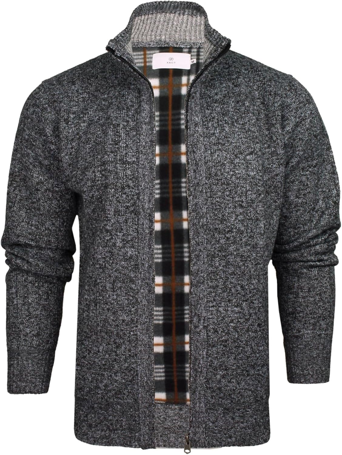 Detalle de Xact Mens Zip Up Cardigan, Fleece-L lined Knit Winter Jumper with Funnel Neck, Regular Fit