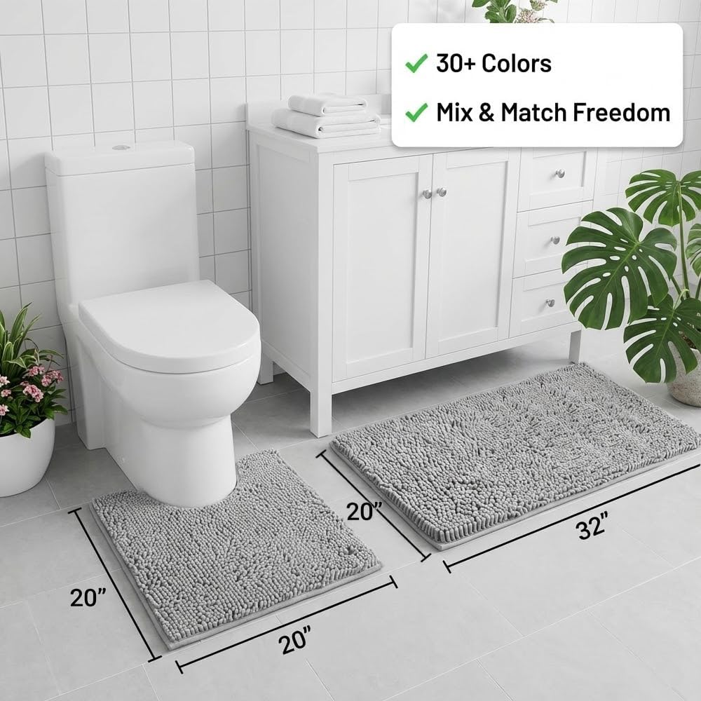 Detalle 2 de Catabatic Bathroom Rug Set, Light Grey