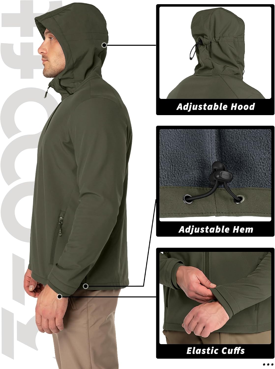Detalle de 33,000ft Herren Softshelljacke – wasserdicht, atmungsaktiv, mit Kapuze
