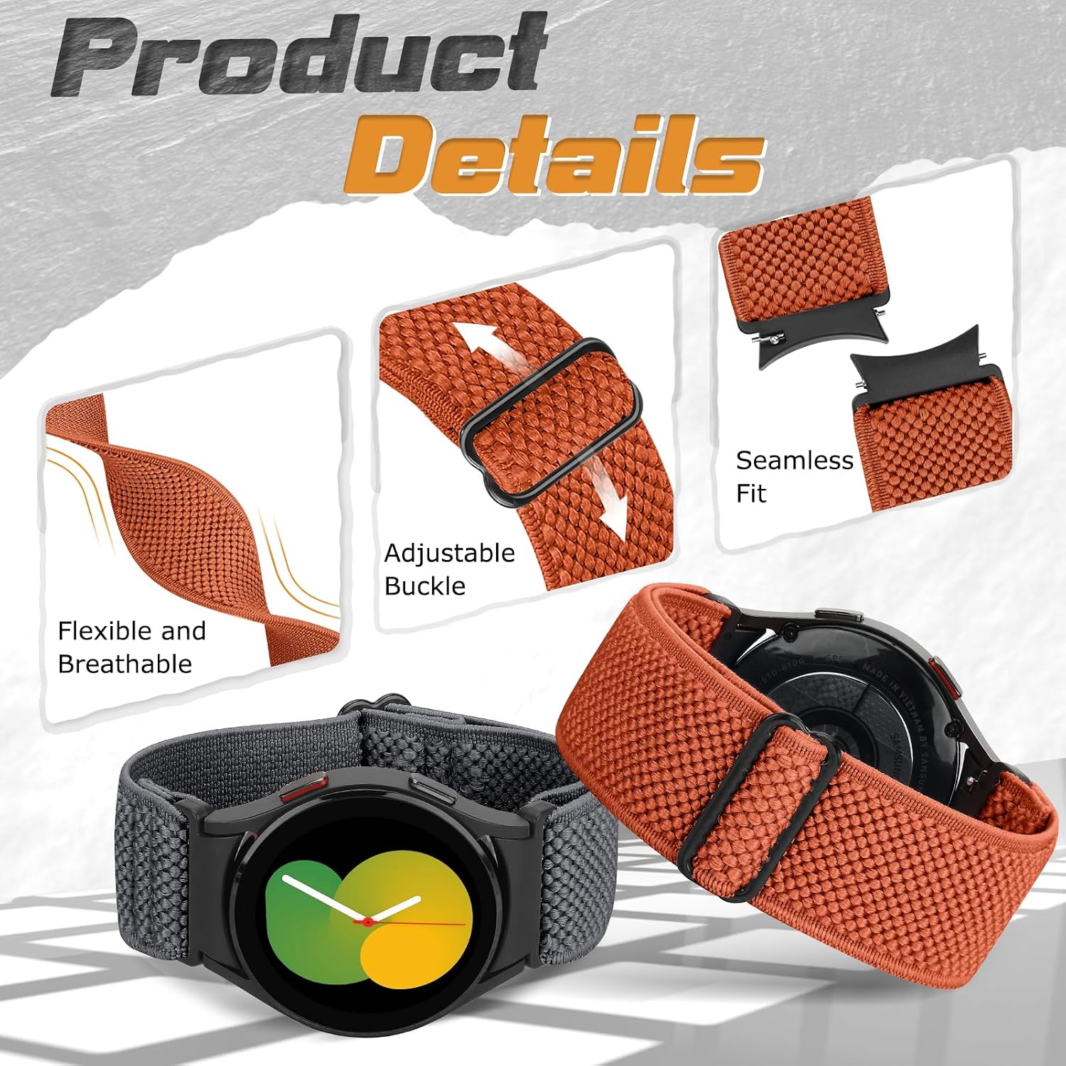Thumbnail 3 de Yunshare Stretch Nylon Solo Loop Elastic Watch Strap for Samsung Galaxy Watch (40–47mm)