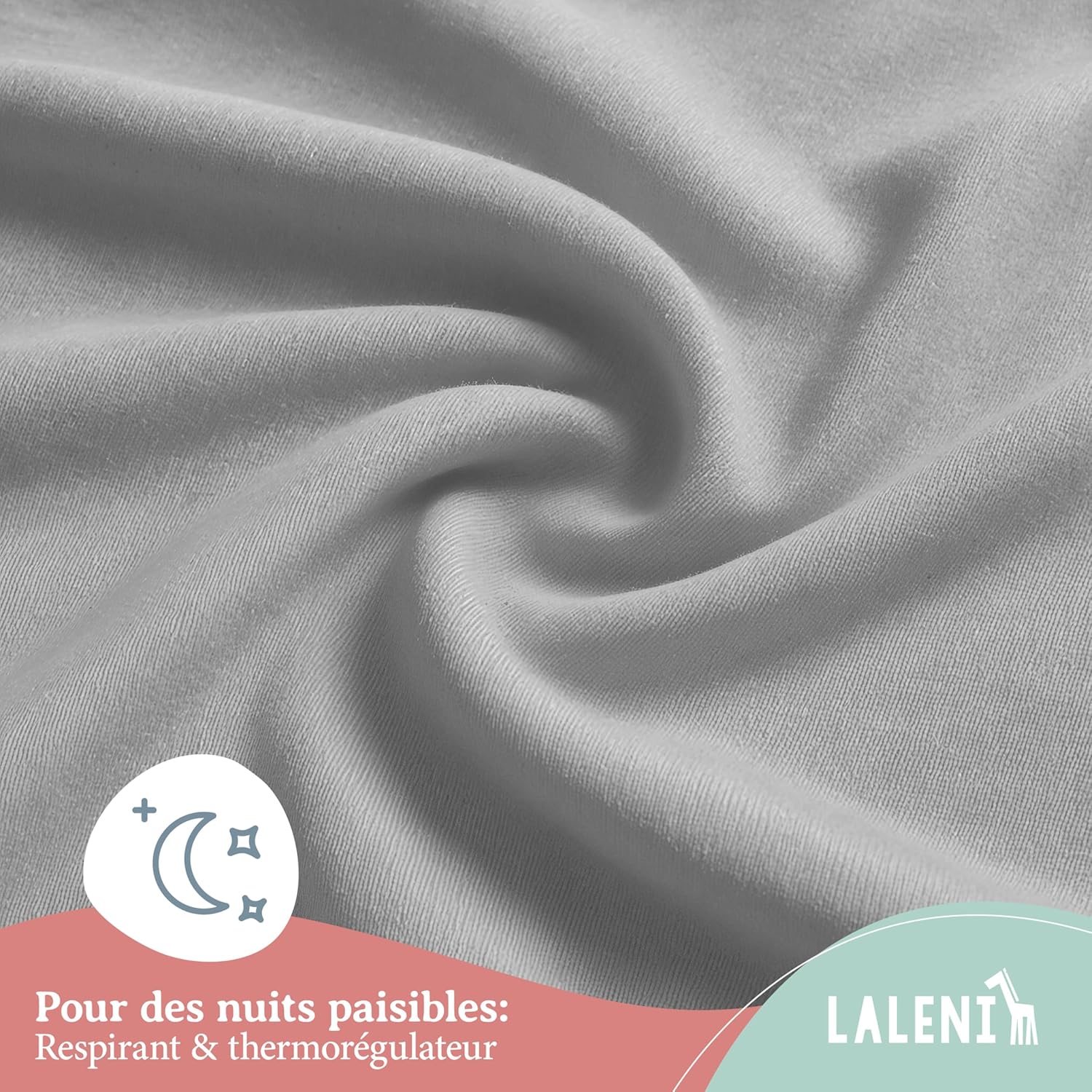 Thumbnail 4 de Laleni Basic Drap Housse Bébé 50x89 cm en jersey 100% coton certifié Oeko-TEX – Gris Moonlight (lot de 1)