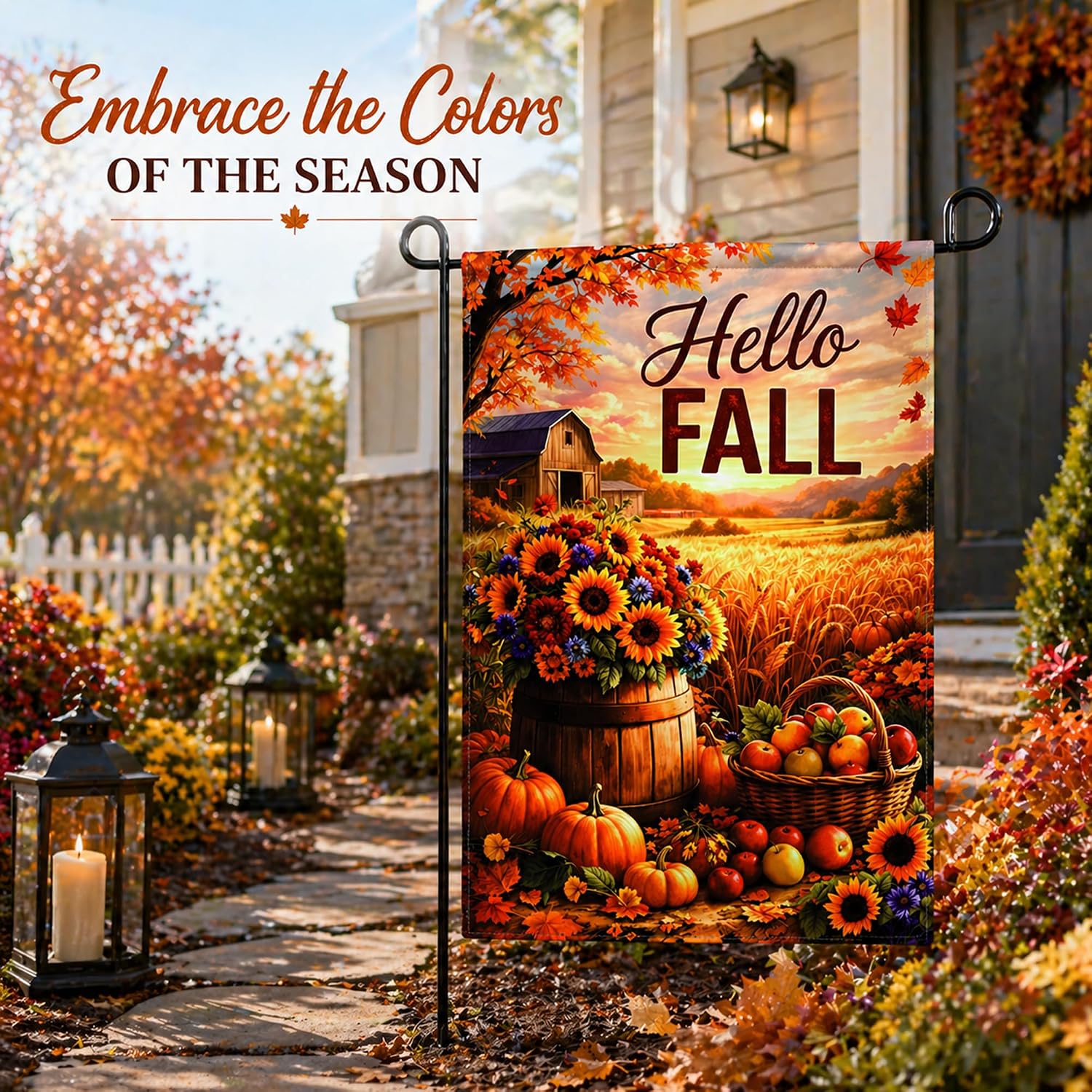 Detalle de Hello Fall Garden Flag, 12 x 18 Inches