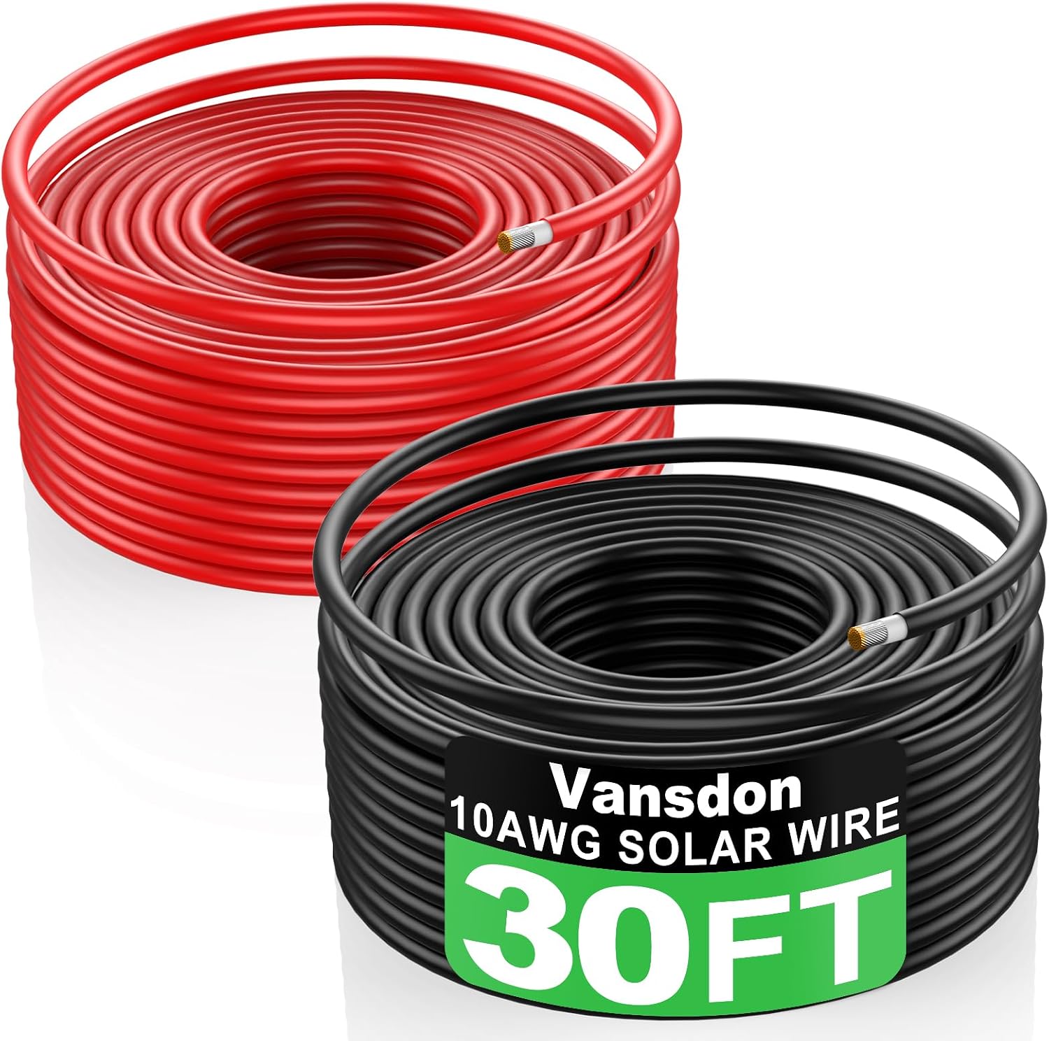 Detalle de Vansdon H1Z2Z2-K 10 AWG Solar Cable, 30 ft, Tinned Copper, IP68