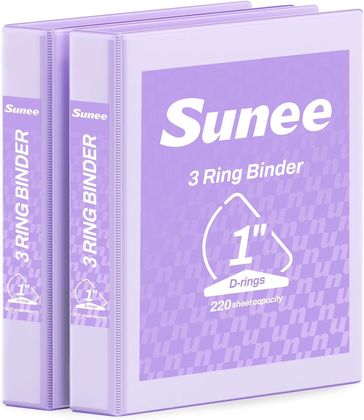 Detalle de SUNEE 1-Inch D-Ring Binder 2-Pack, Purple PVC-Free Clear View