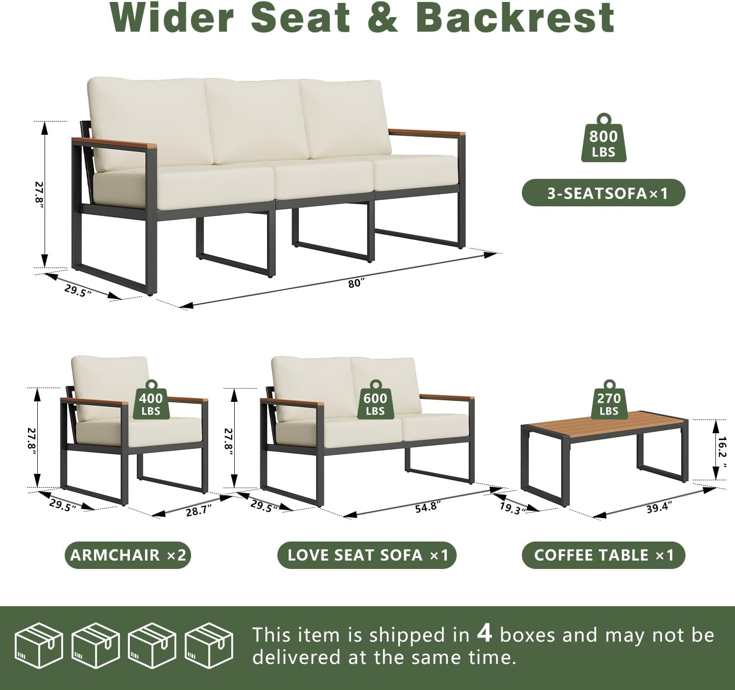 Thumbnail 6 de Aoxun Patio Furniture Set, 5-Piece
