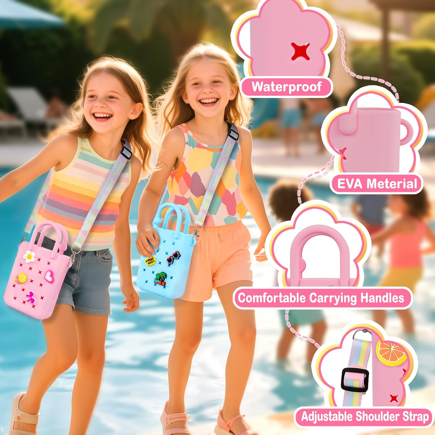 Detalle de Oudizz Silicone Hole Handbag Toddler Purse Crossbody Bag
