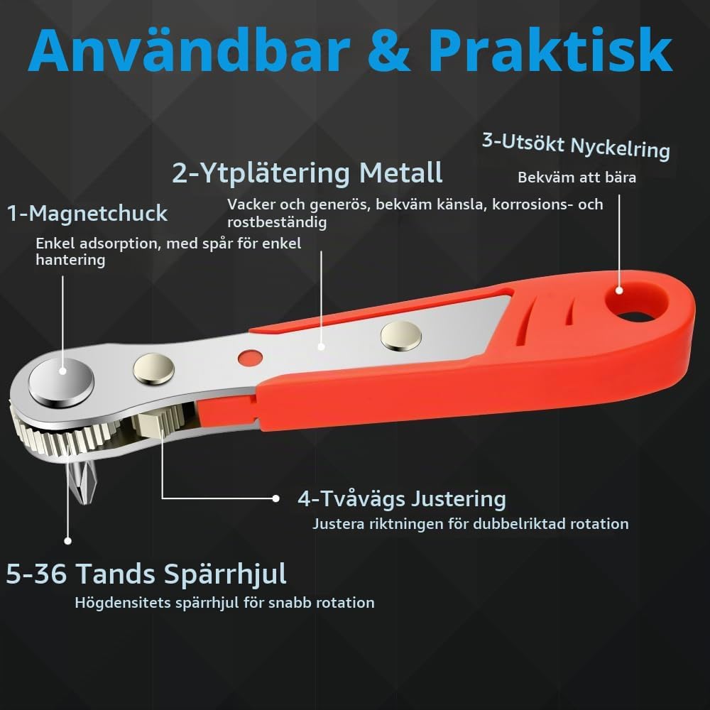 Detalle de OSDUE P2-TLH20240226-B minispärrskruvmejsel med magnetisk bitshållare