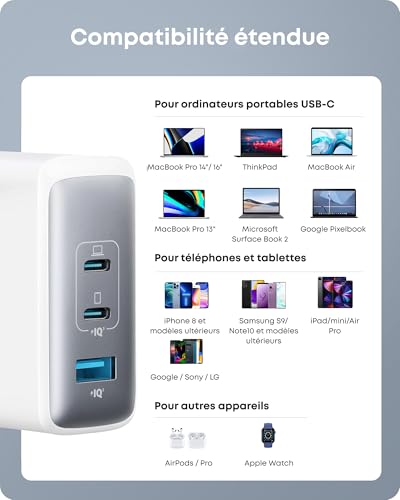 Detalle de Anker 736 Nano II 100W — Chargeur USB-C 3 ports (GaN II)
