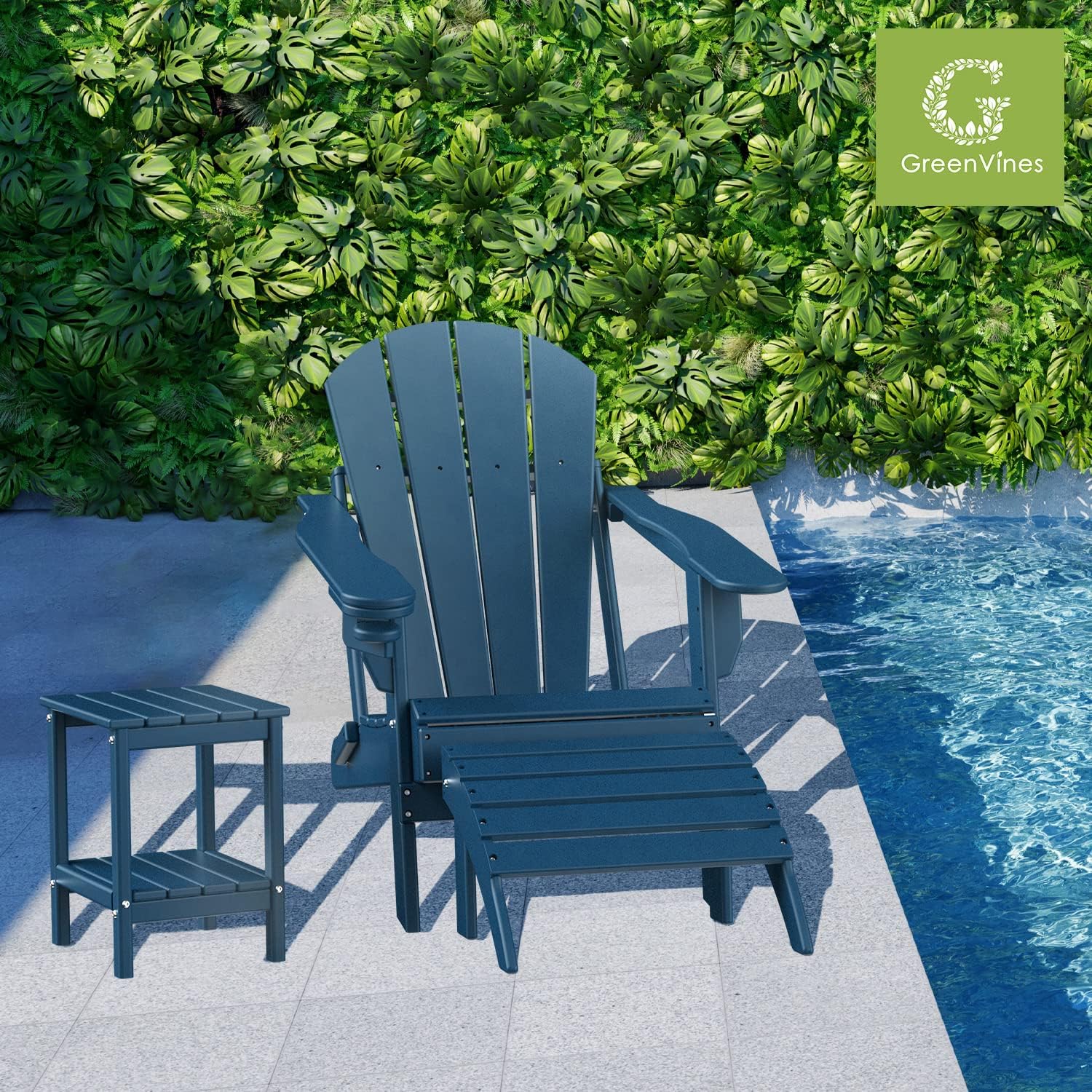 Detalle de GreenVines Adirondack Ottomans, HDPE
