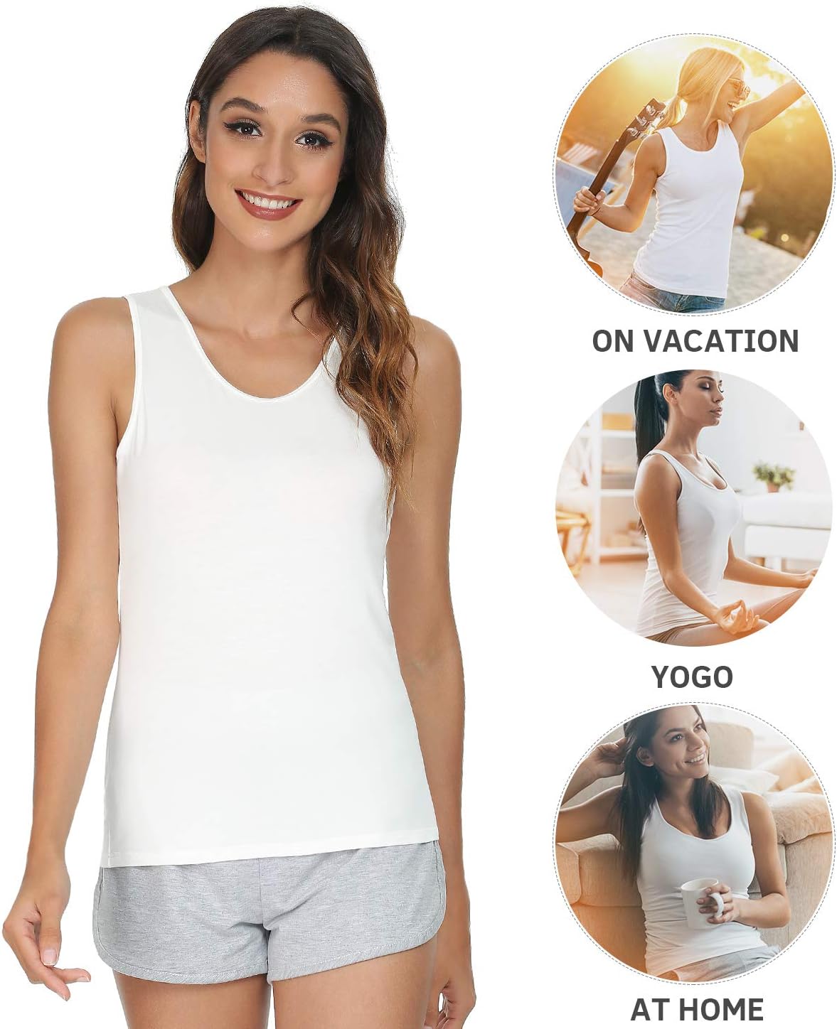 Detalle 2 de vislivin Elastische Tank Tops für Damen – 3/4er Pack