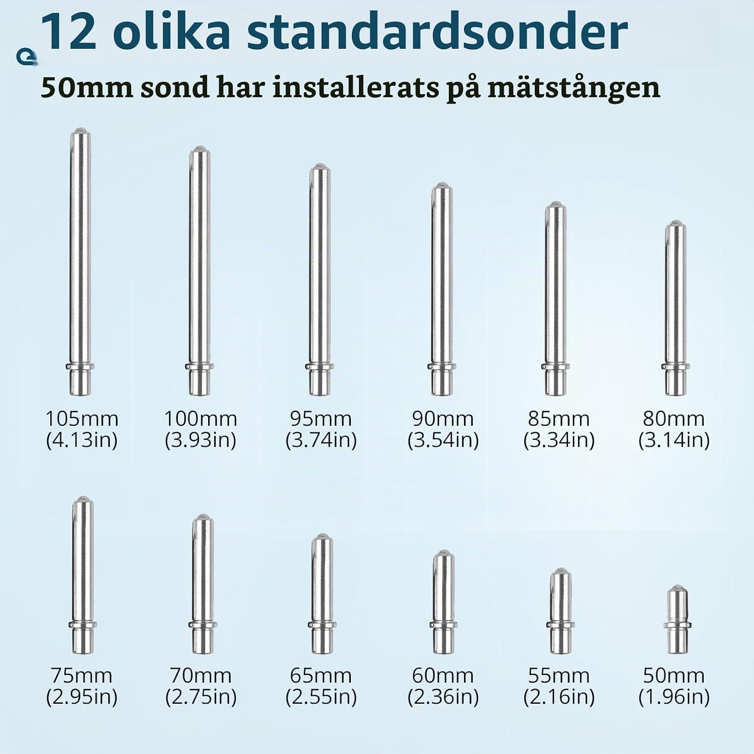 Detalle de ALLmeter digital hålmätare 50–160 mm, 0,01 mm och 12 mätsonder